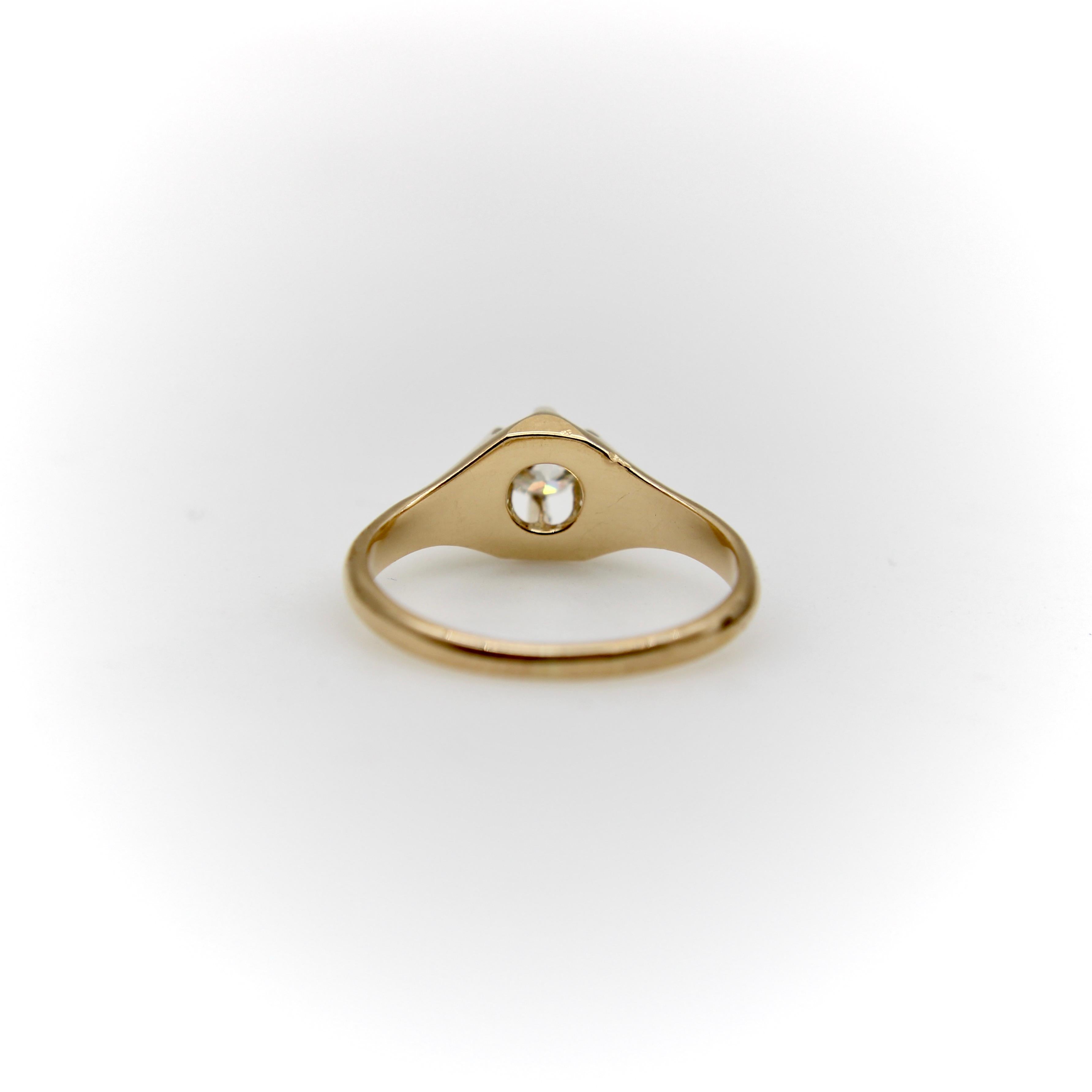 14K Gold Viktorianische Ära Alter Europäischer Diamantring im Zustand „Gut“ im Angebot in Venice, CA