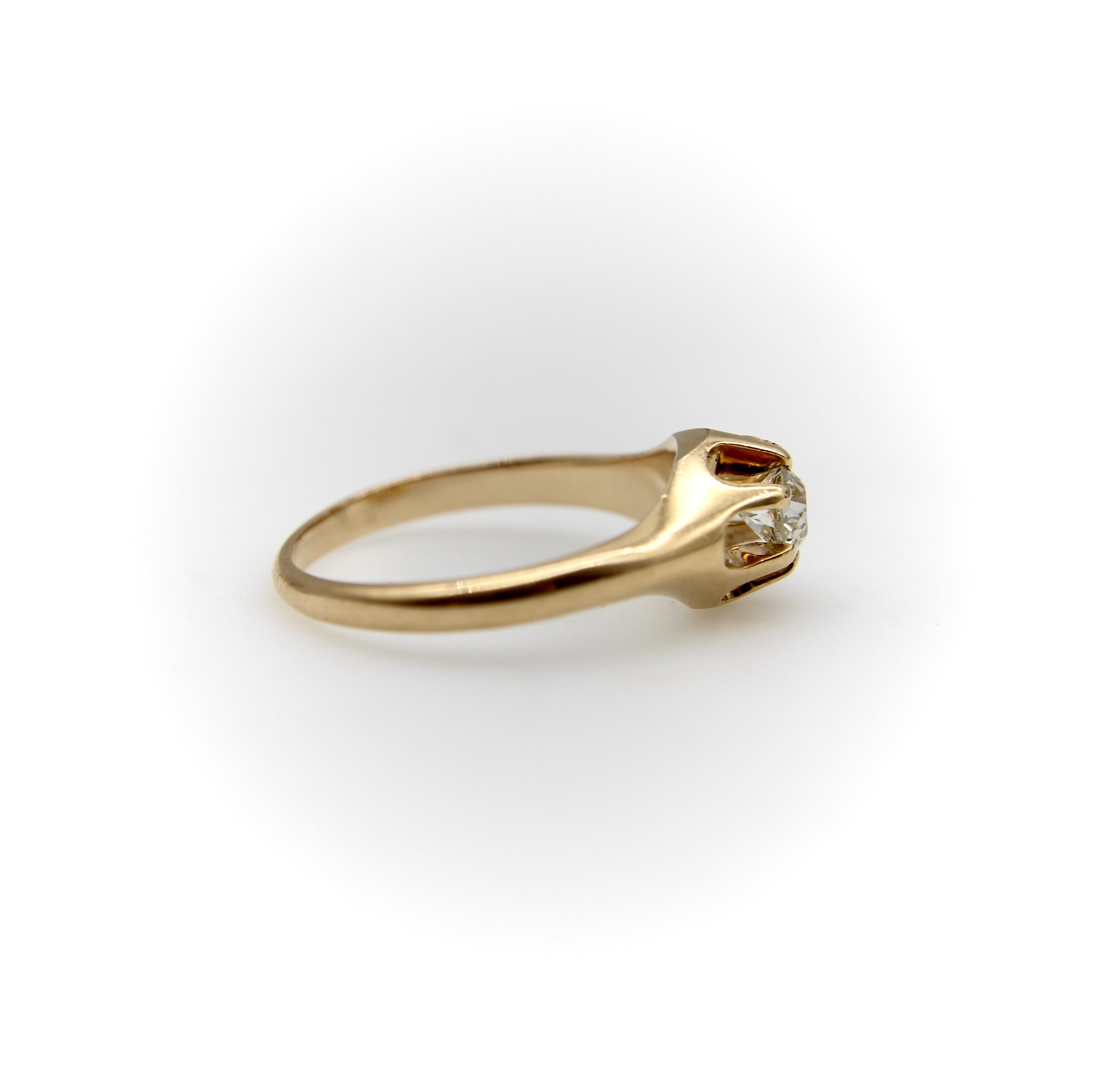 14K Gold Viktorianische Ära Alter Europäischer Diamantring Damen im Angebot
