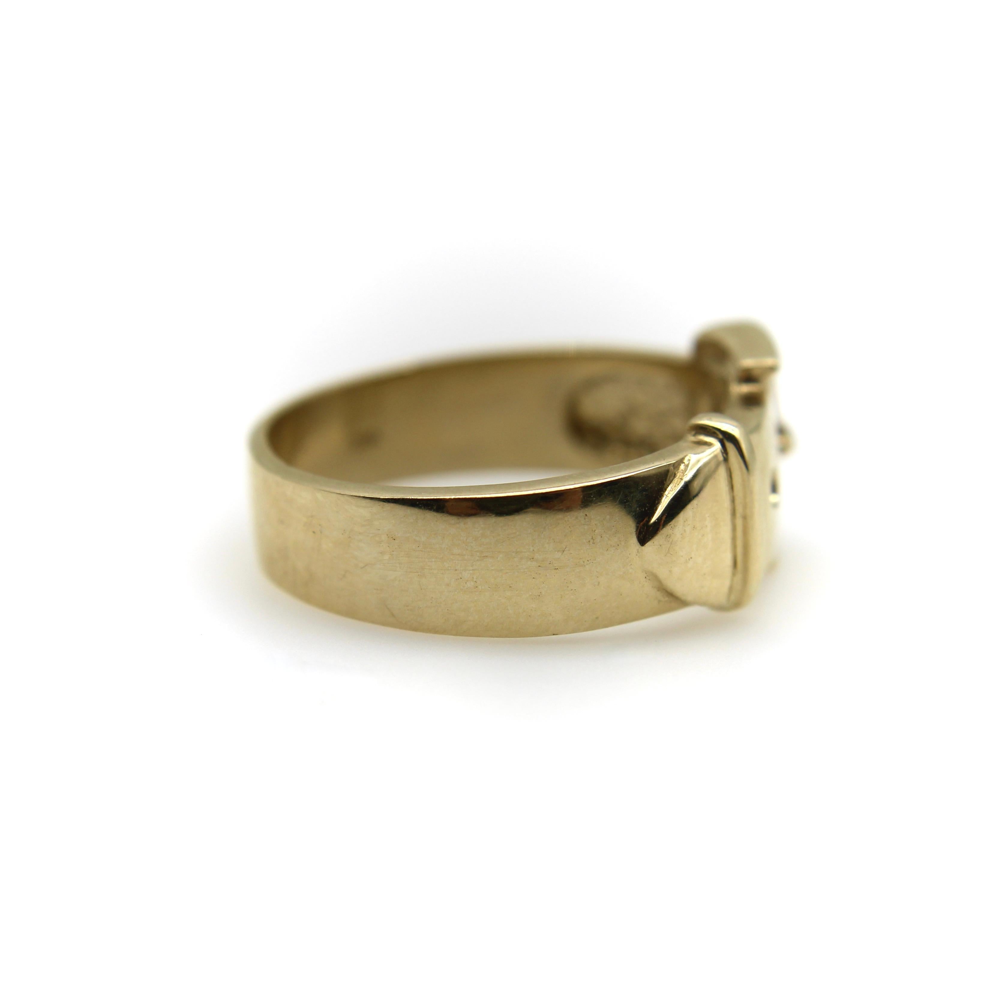 Women's or Men's 14K Gold Victorian Inspired Belt Buckle Ring  For Sale