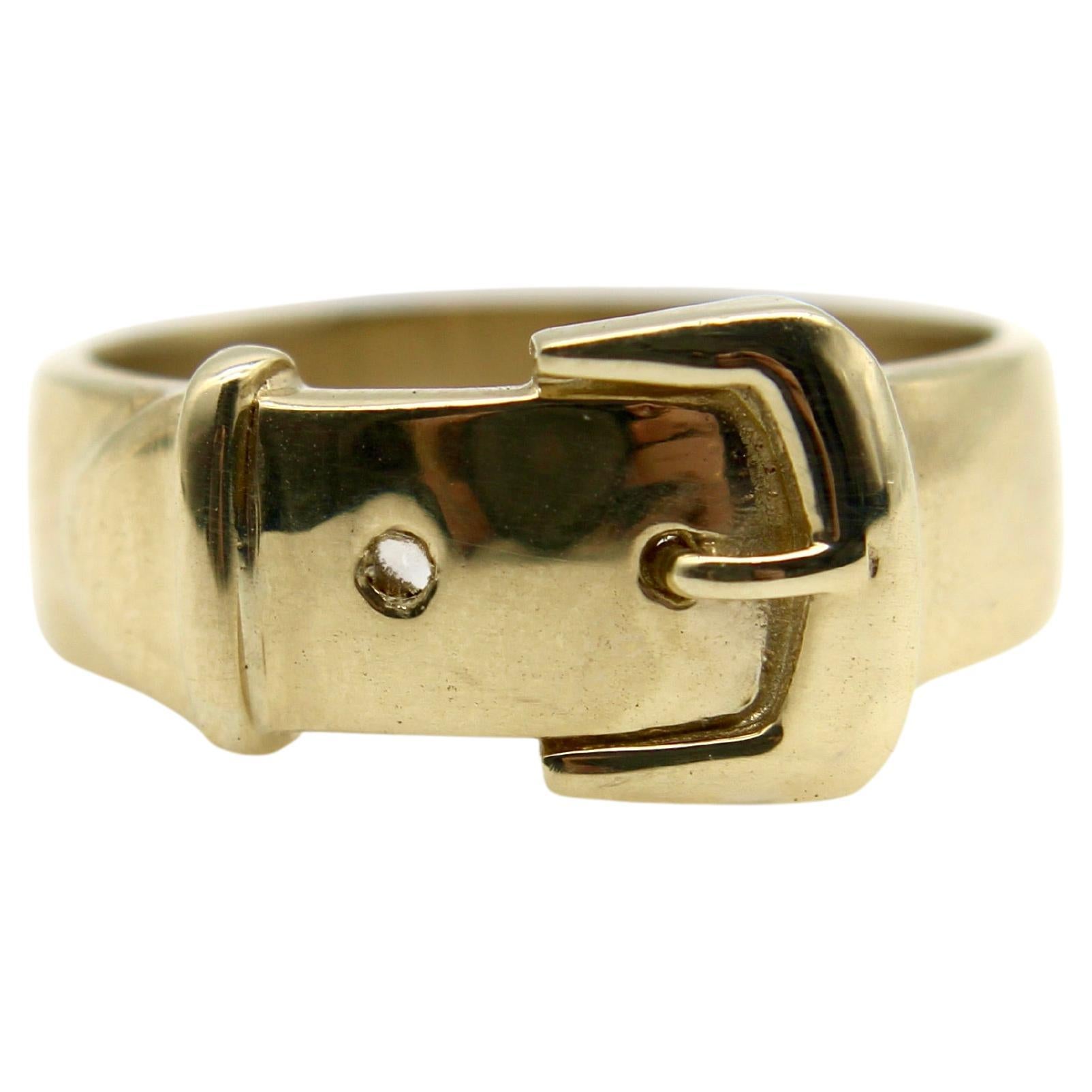 14K Gold Victorian Inspired Belt Buckle Ring  For Sale