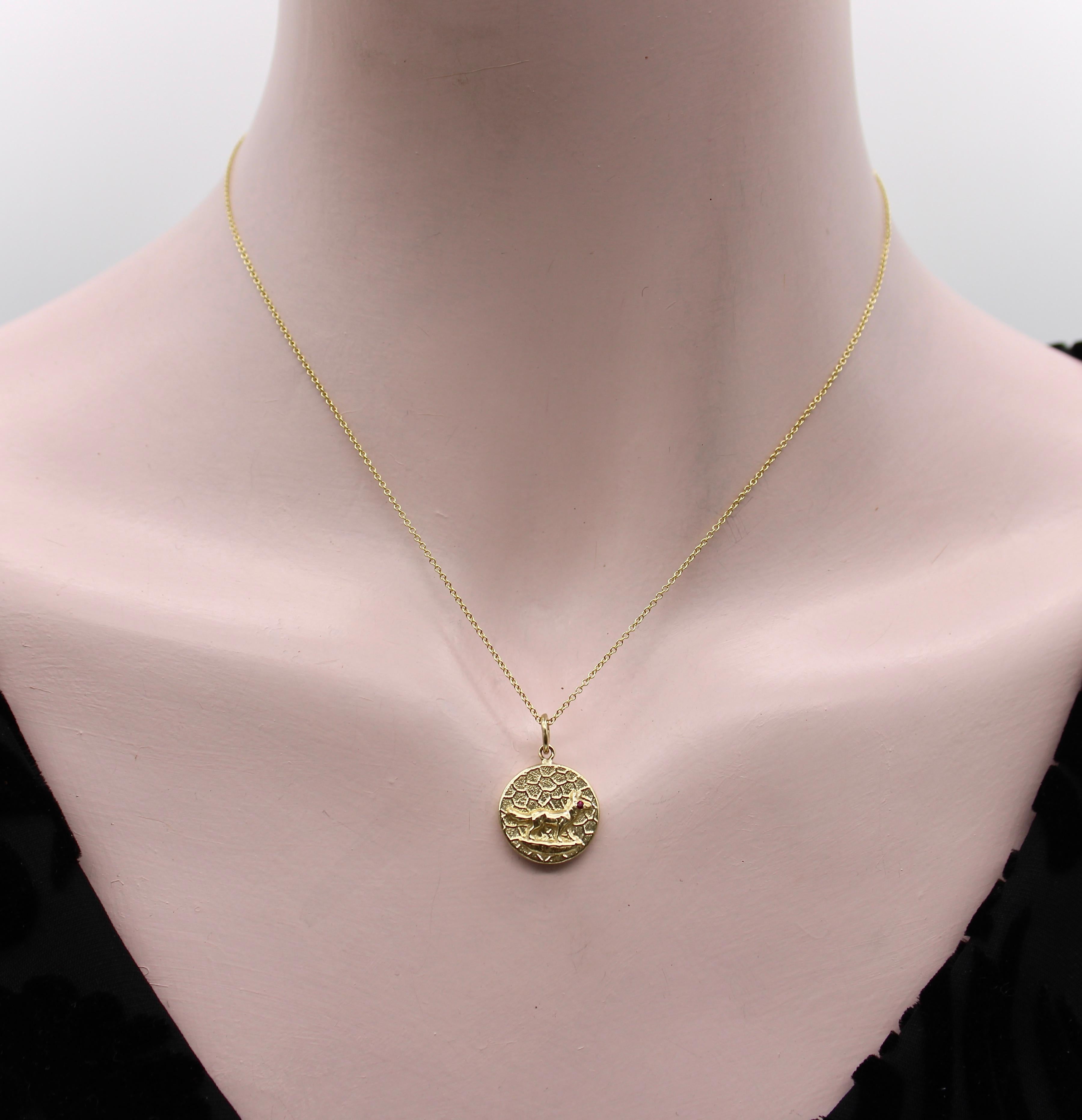 da uomo o donna Ciondolo a forma di volpe di ispirazione vittoriana in oro 14K in vendita