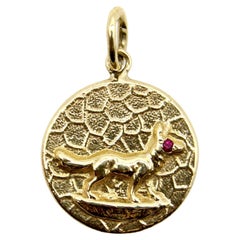 Pendentif Fox Signature en or 14K d'inspiration victorienne