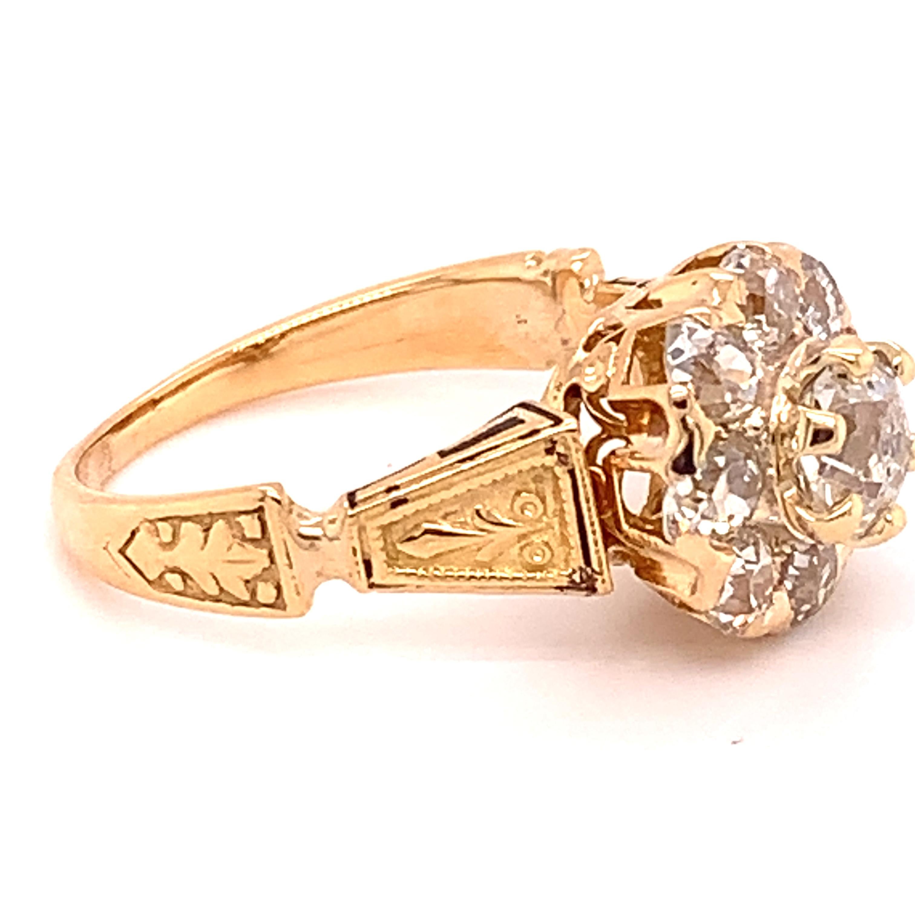 Old Mine Cut 14k Gold Victorian Mine Cut Genuine Natural Diamond Ring 1.61 Carats TW '#J4863'