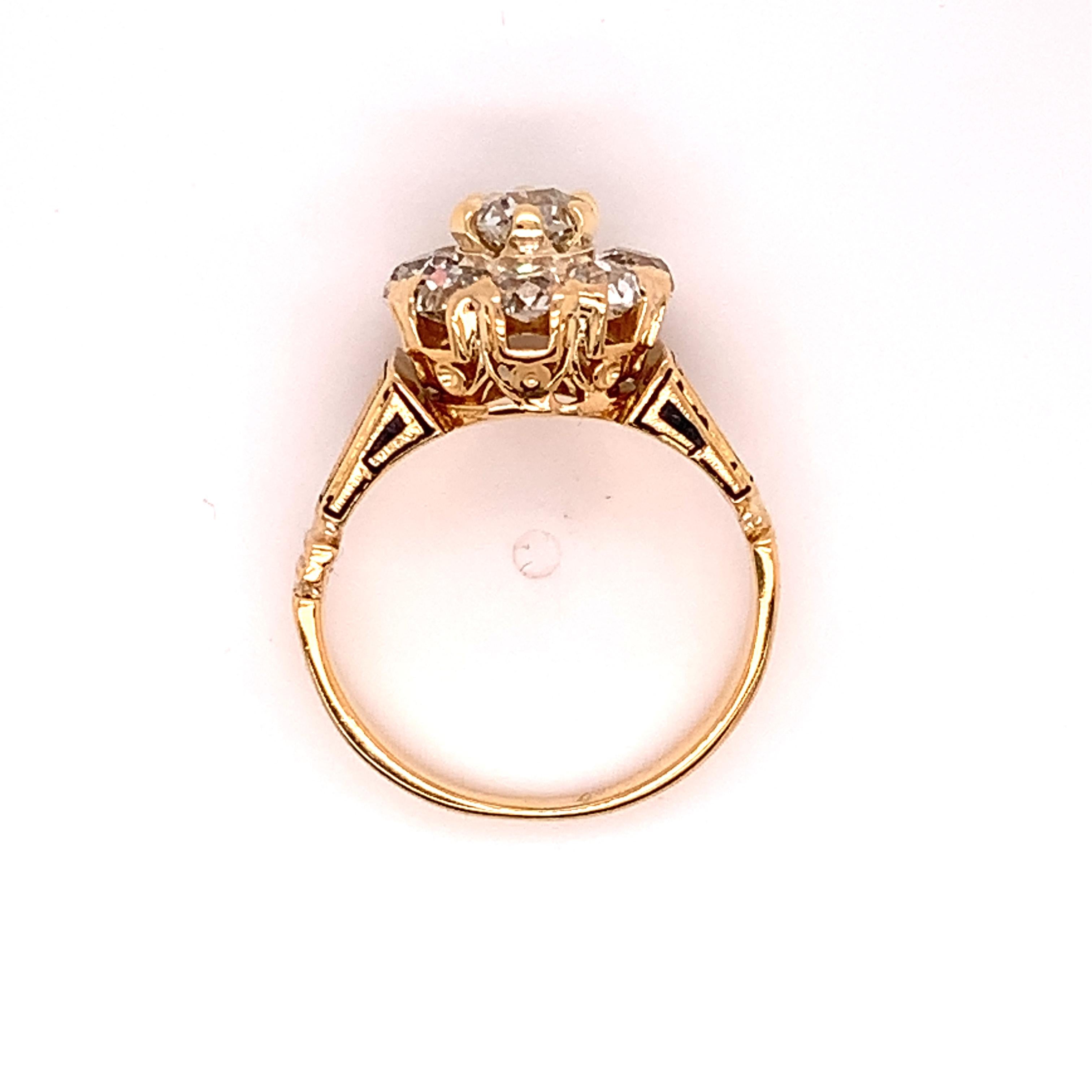 Women's or Men's 14k Gold Victorian Mine Cut Genuine Natural Diamond Ring 1.61 Carats TW '#J4863'