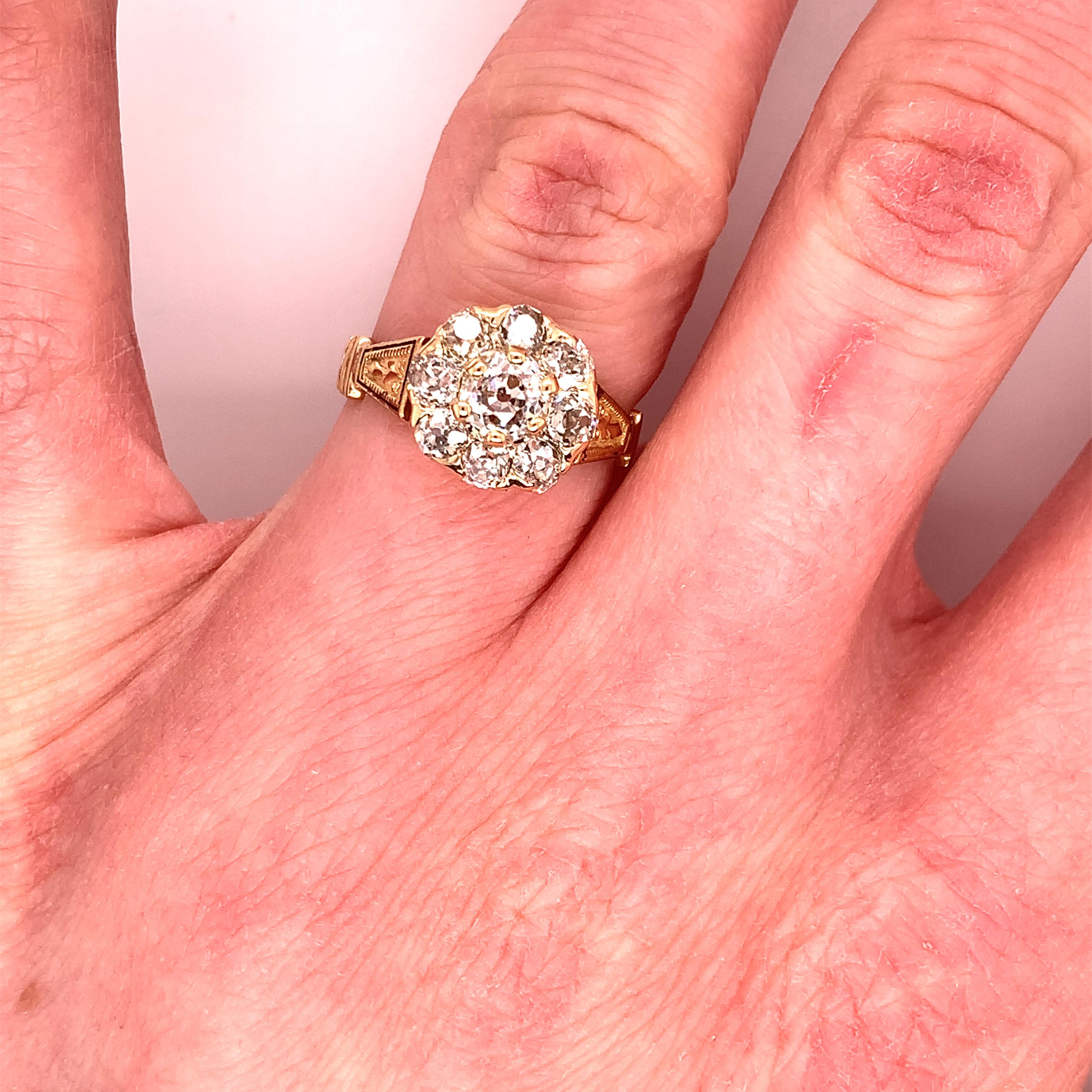 14k Gold Victorian Mine Cut Genuine Natural Diamond Ring 1.61 Carats TW '#J4863' 2