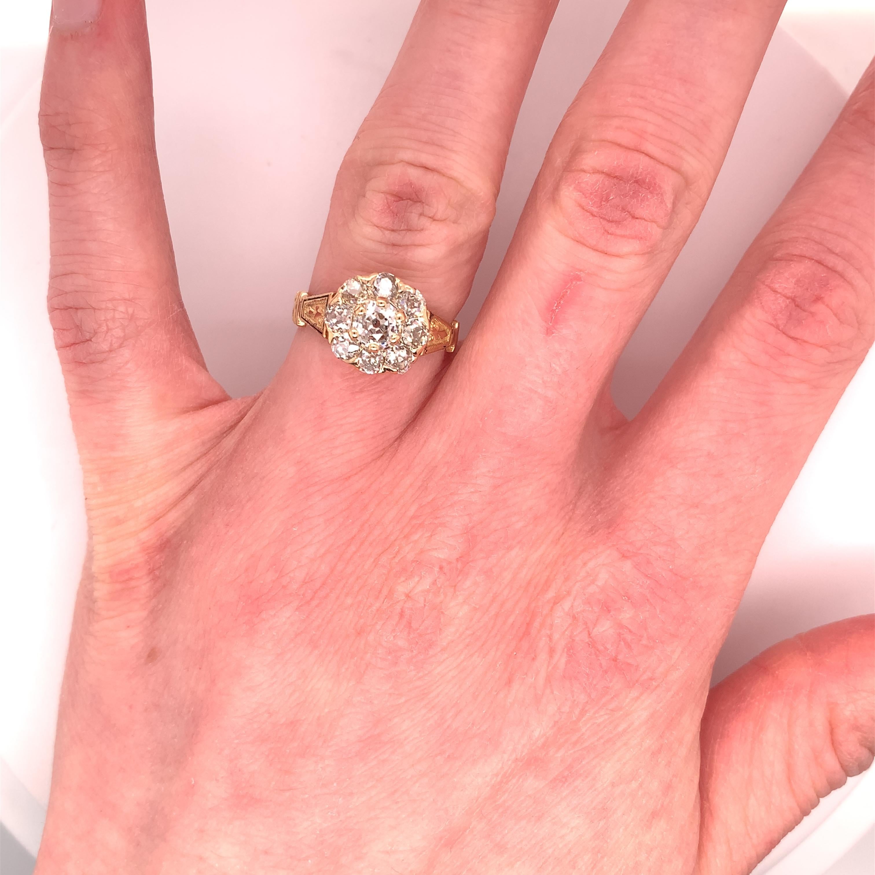 14k Gold Victorian Mine Cut Genuine Natural Diamond Ring 1.61 Carats TW '#J4863' 3