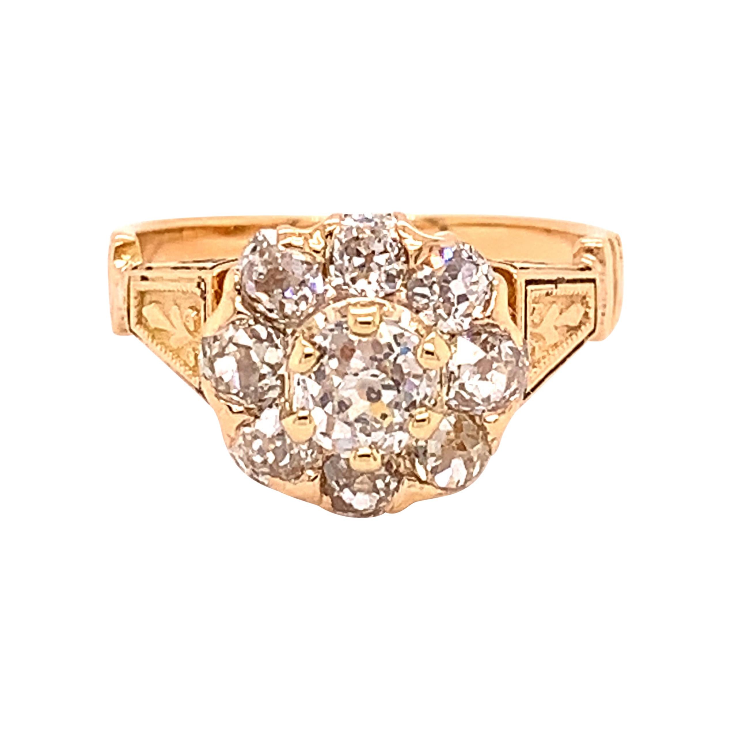 14k Gold Victorian Mine Cut Genuine Natural Diamond Ring 1.61 Carats TW '#J4863'