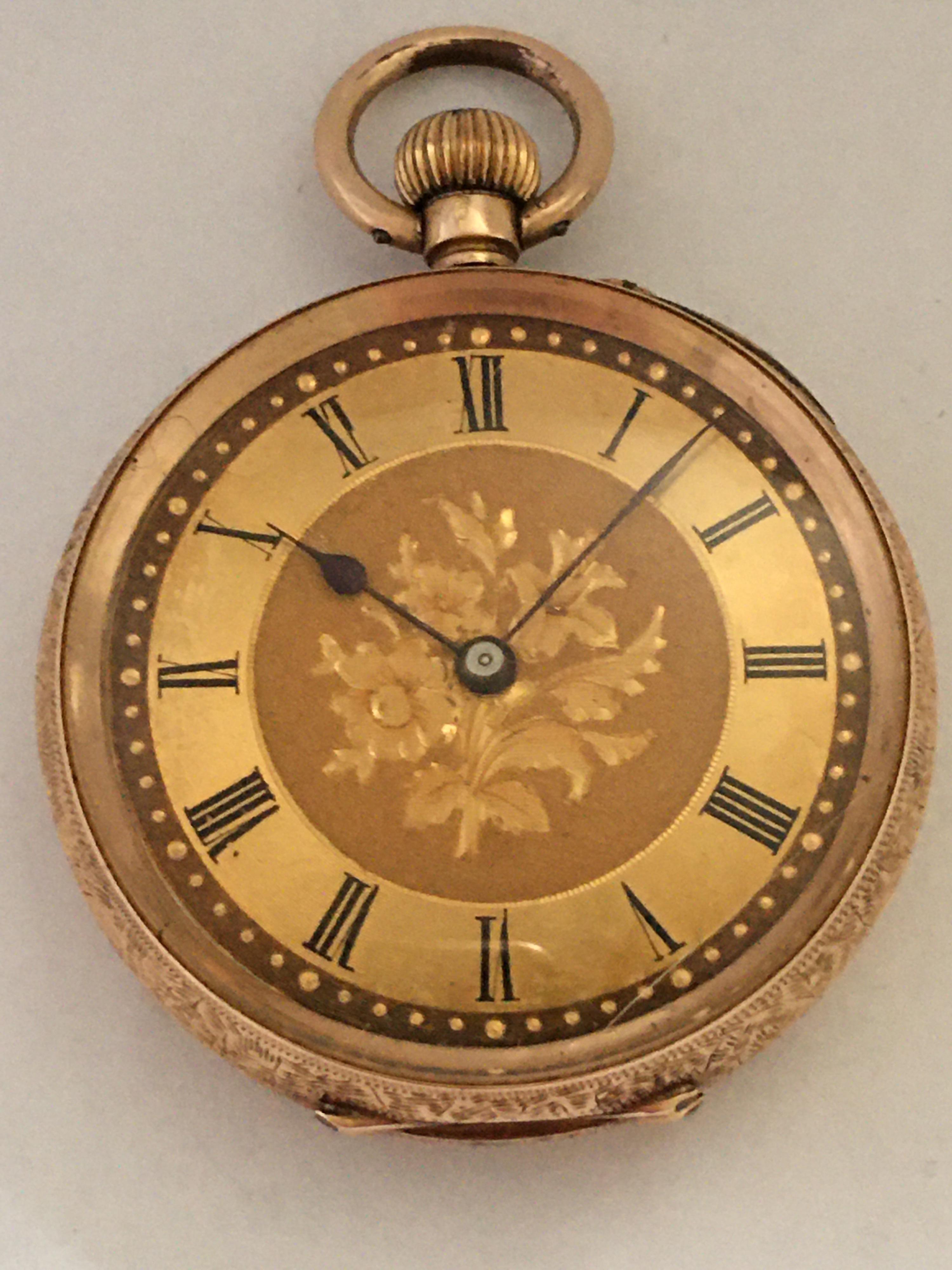 14 Karat Gold Victorian Period Small Pocket Watch 4