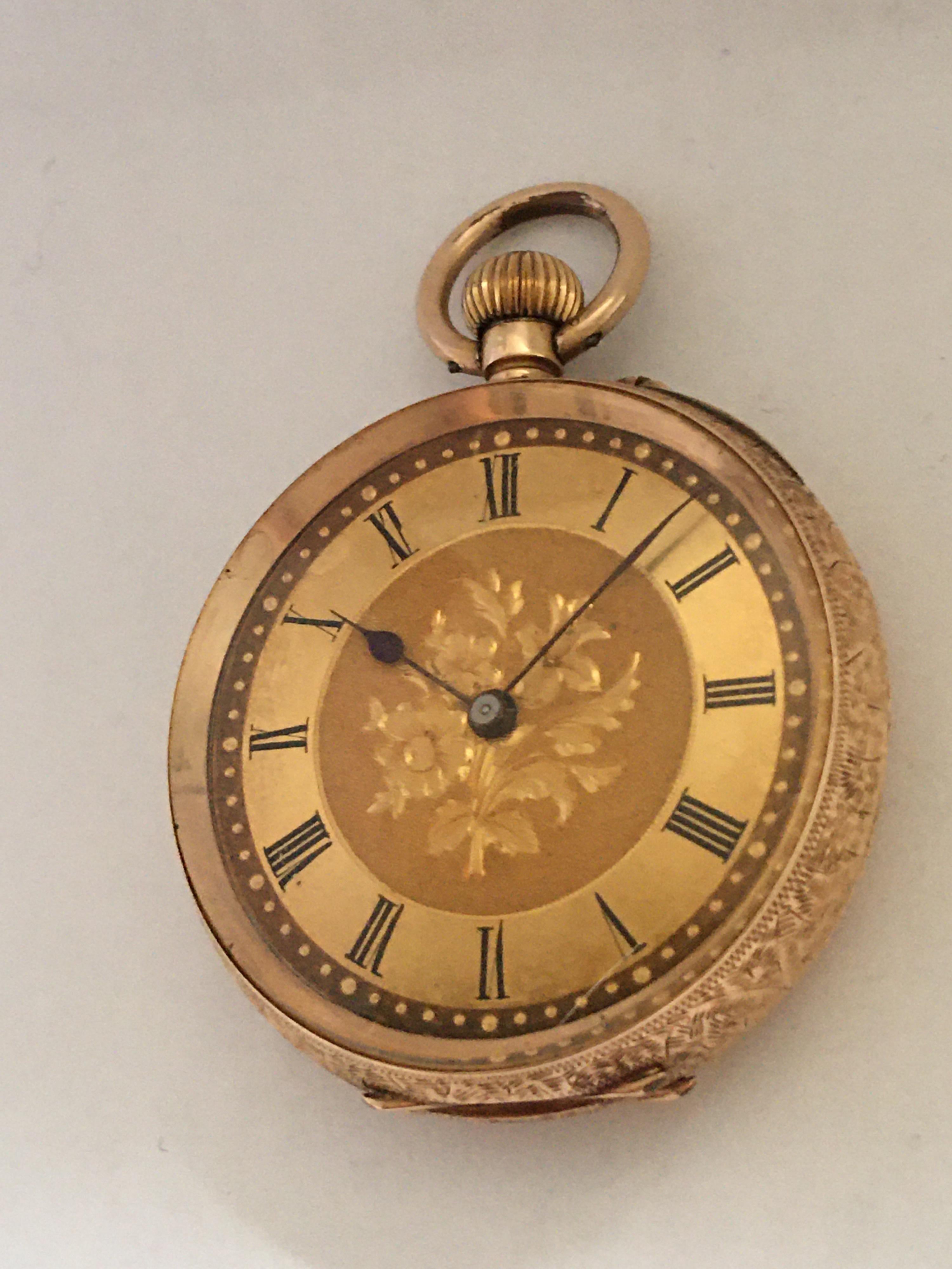 14 Karat Gold Victorian Period Small Pocket Watch 6