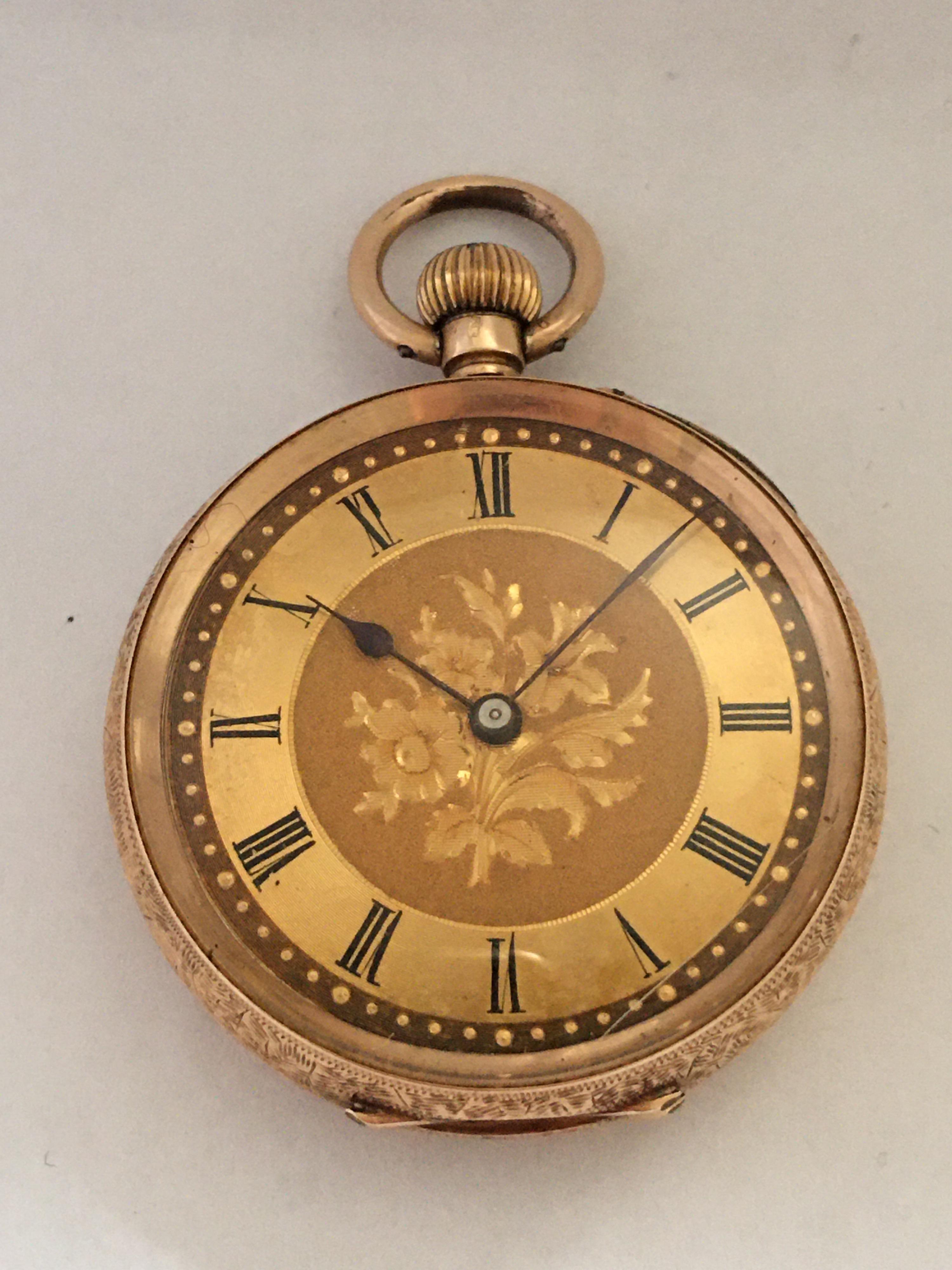 14 Karat Gold Victorian Period Small Pocket Watch 8