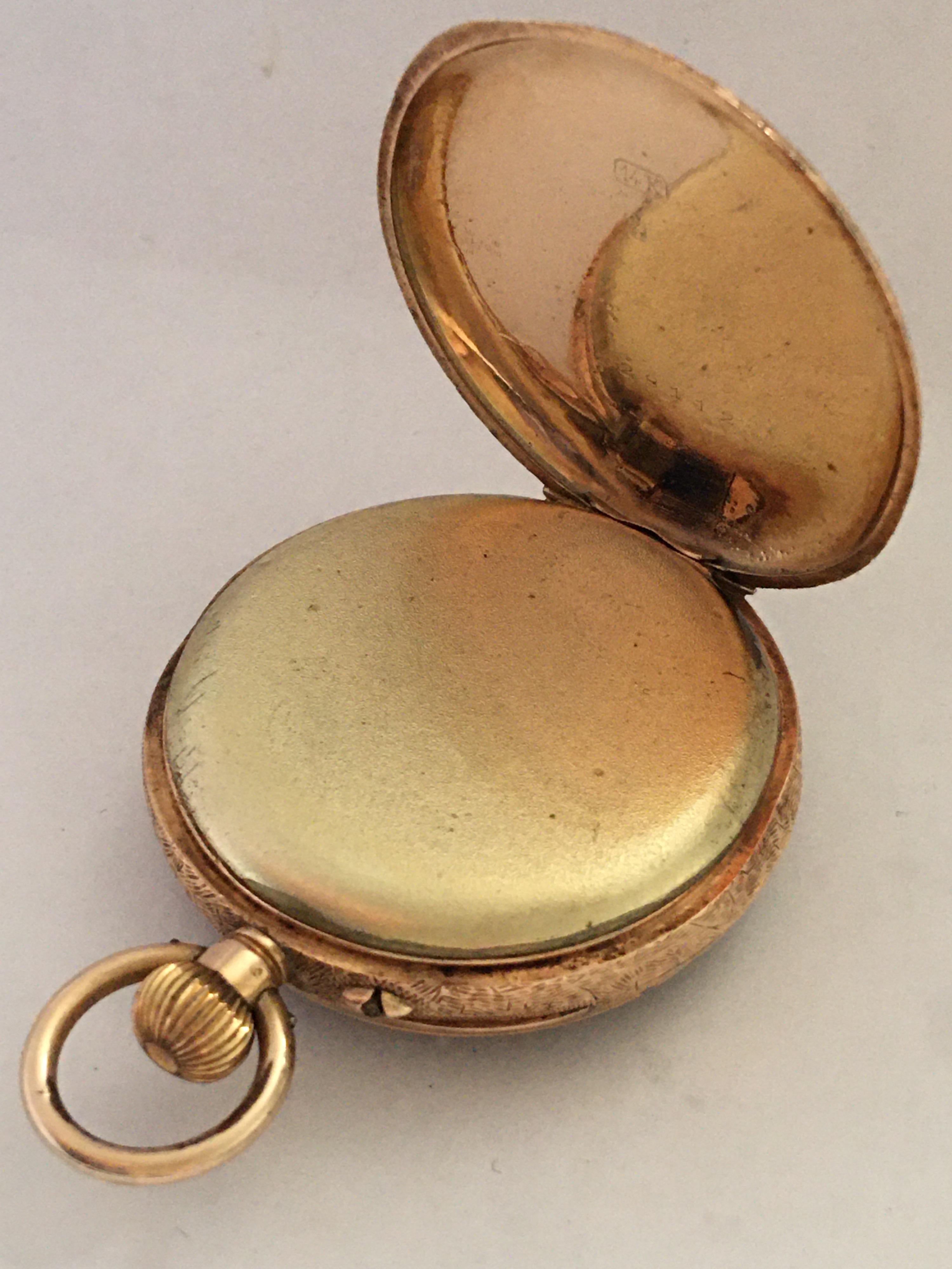 14 Karat Gold Victorian Period Small Pocket Watch In Good Condition In Carlisle, GB