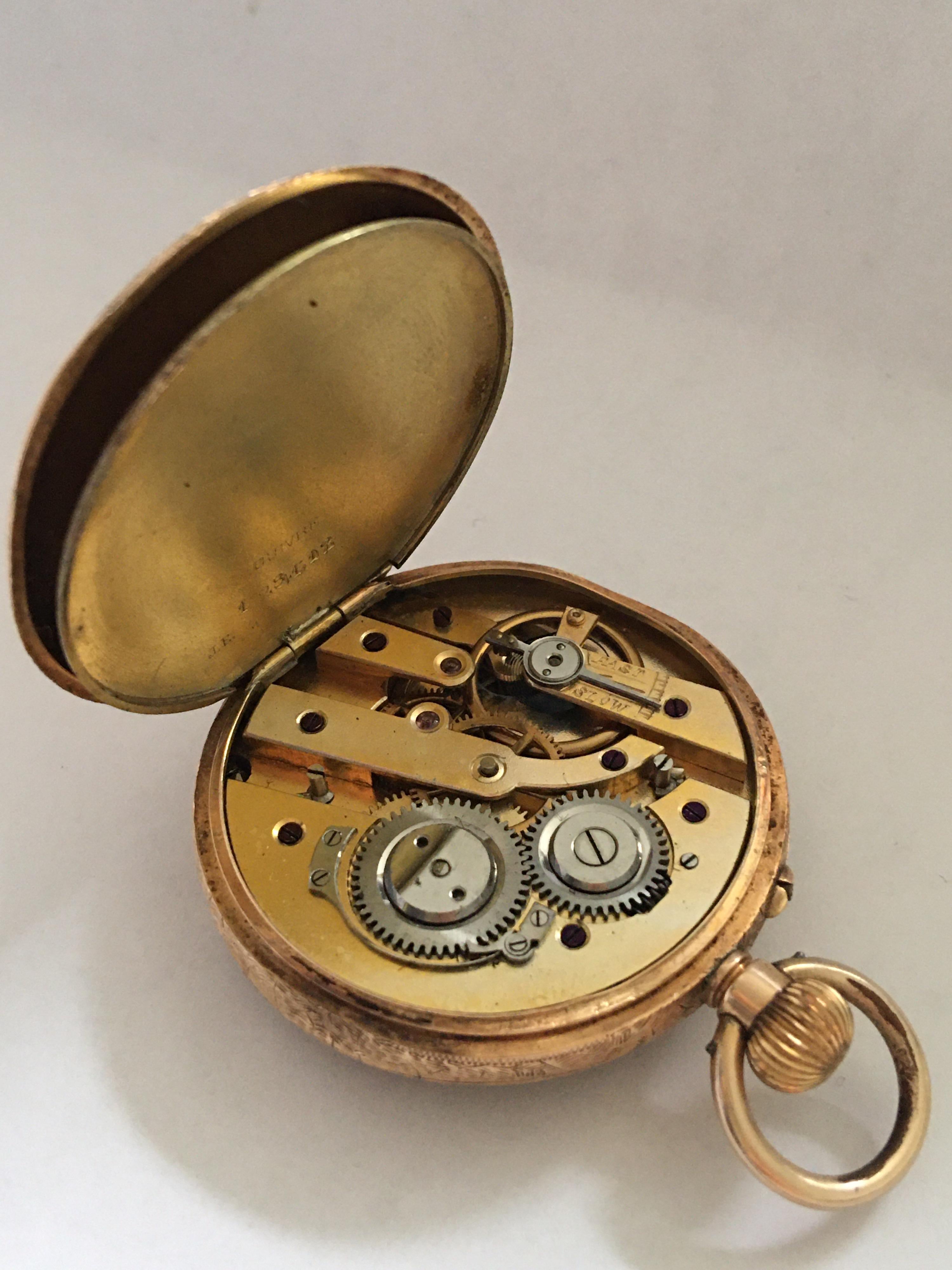 14 Karat Gold Victorian Period Small Pocket Watch 2