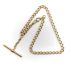 14K Gold Victorian Prince Albert Chain with T-Bar and Dog Clips