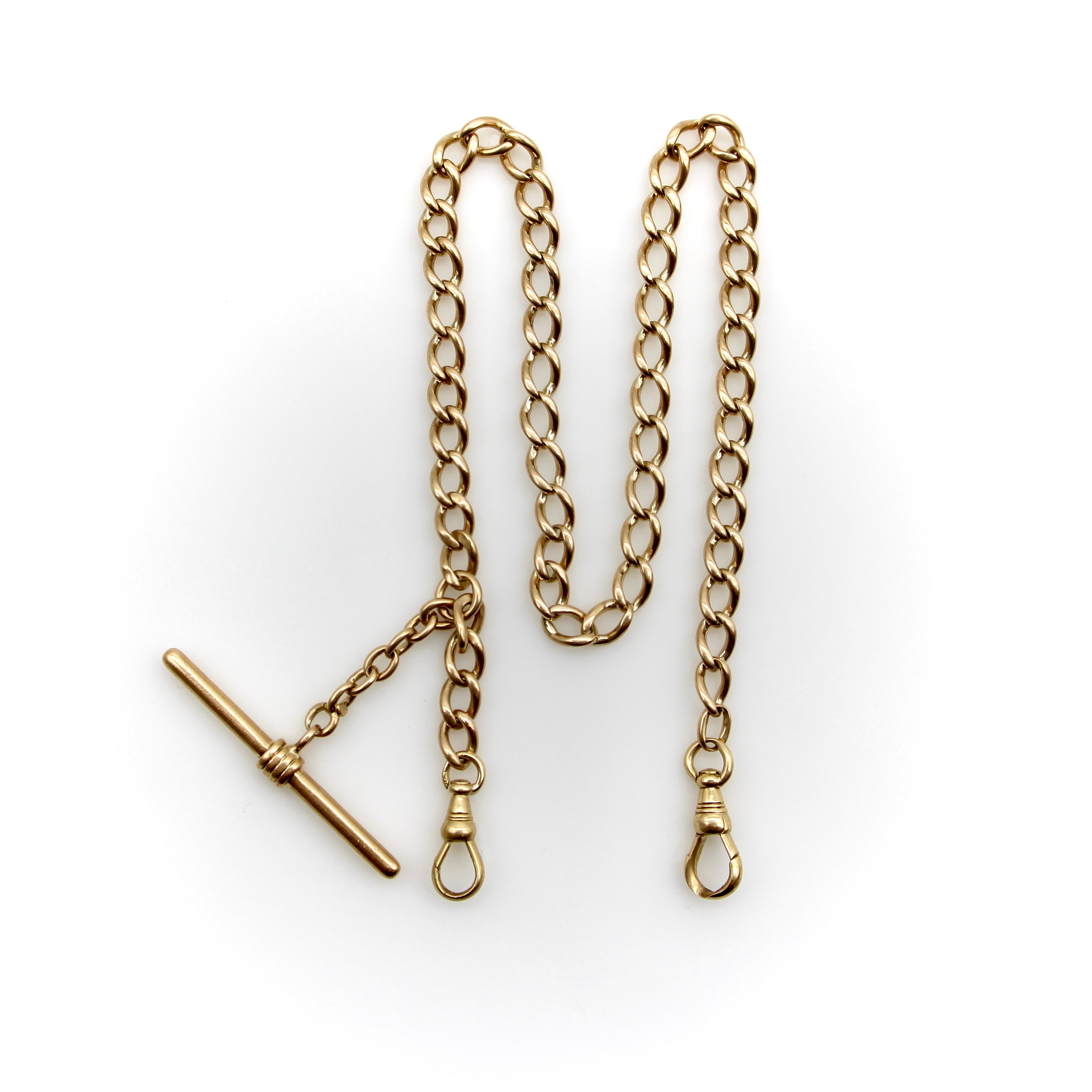 Cadena Victoriana Príncipe Alberto de Oro de 14K con Barra en T y Clips para Perro Victoriano en venta