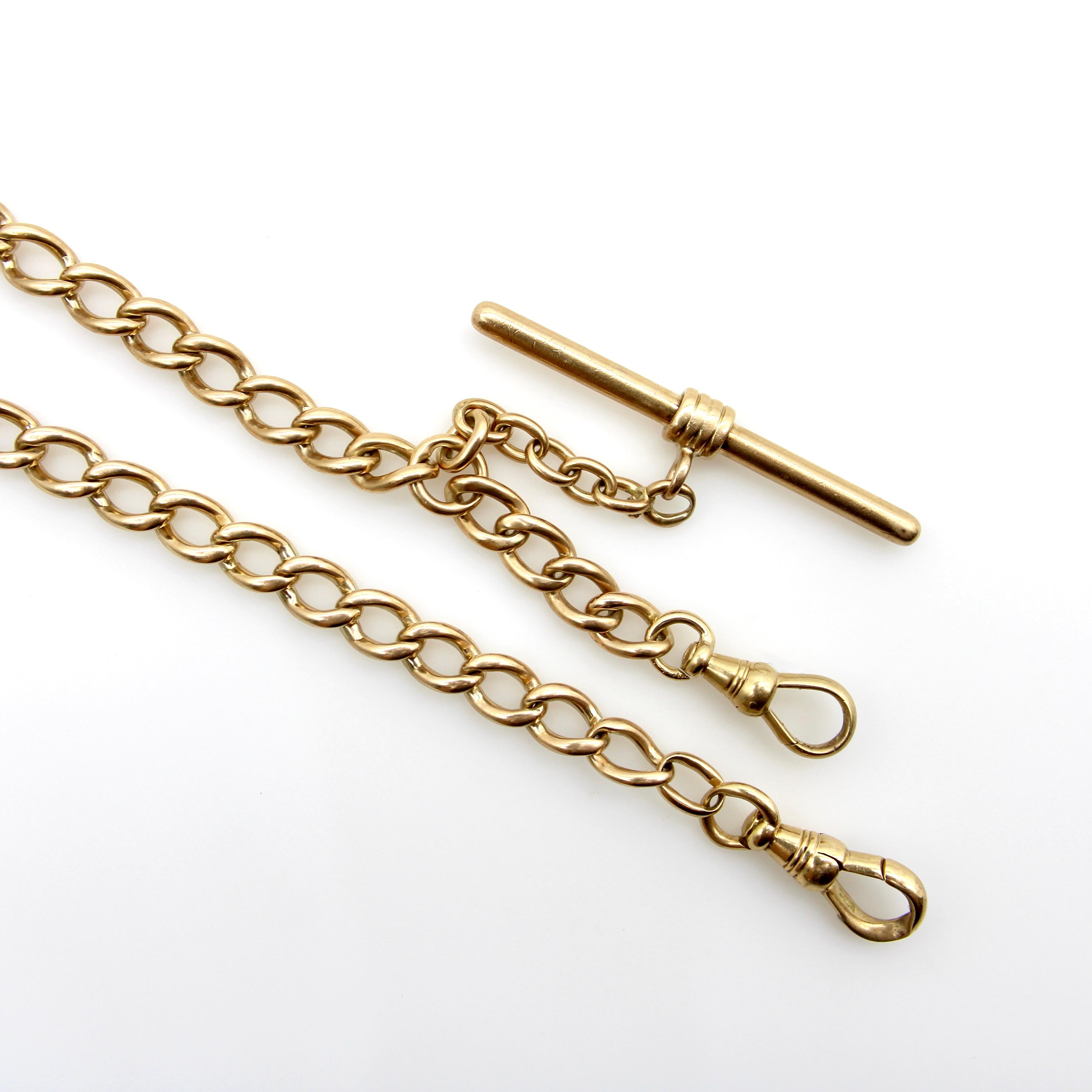 Cadena Victoriana Príncipe Alberto de Oro de 14K con Barra en T y Clips para Perro en Bueno estado para la venta en Venice, CA