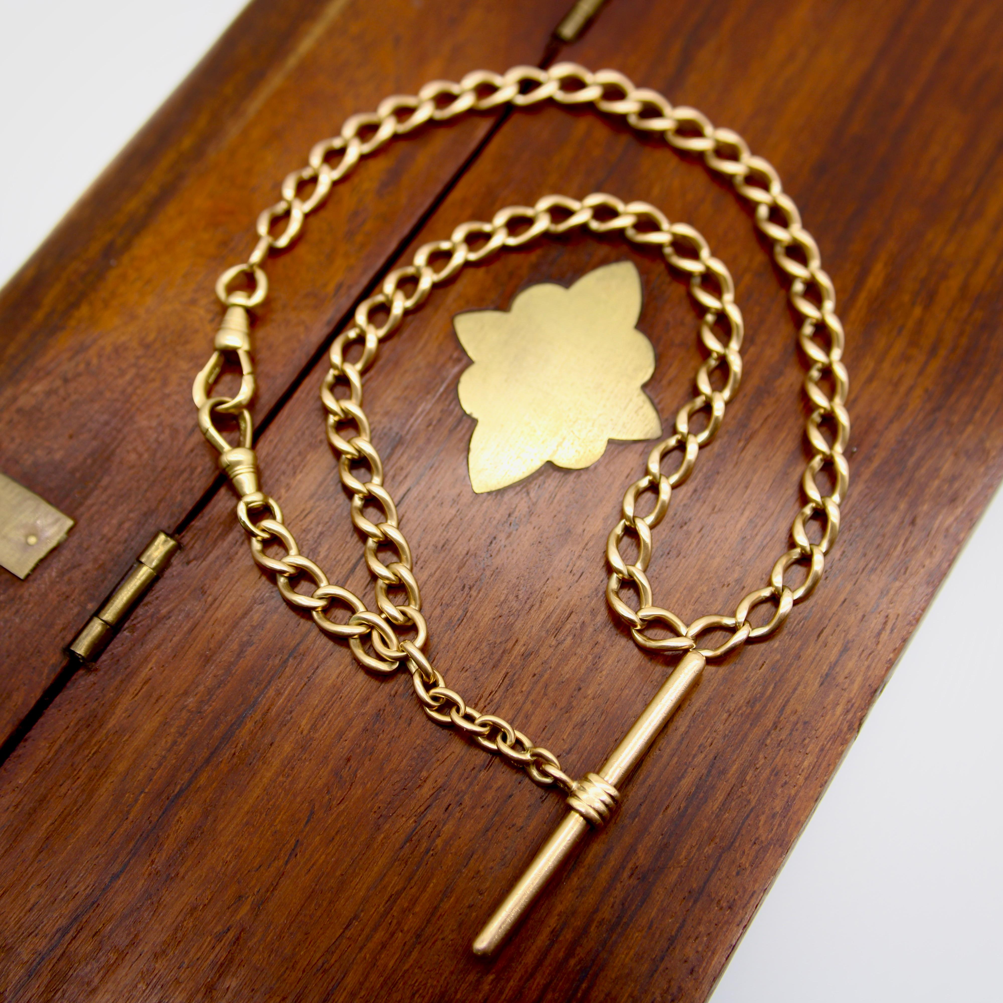 Cadena Victoriana Príncipe Alberto de Oro de 14K con Barra en T y Clips para Perro en venta 1