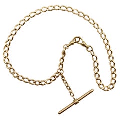 Cadena Victoriana Príncipe Alberto de Oro de 14K con Barra en T y Clips para Perro