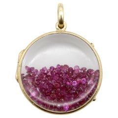 14K Gold Victorian Ruby-Filled Shaker Locket