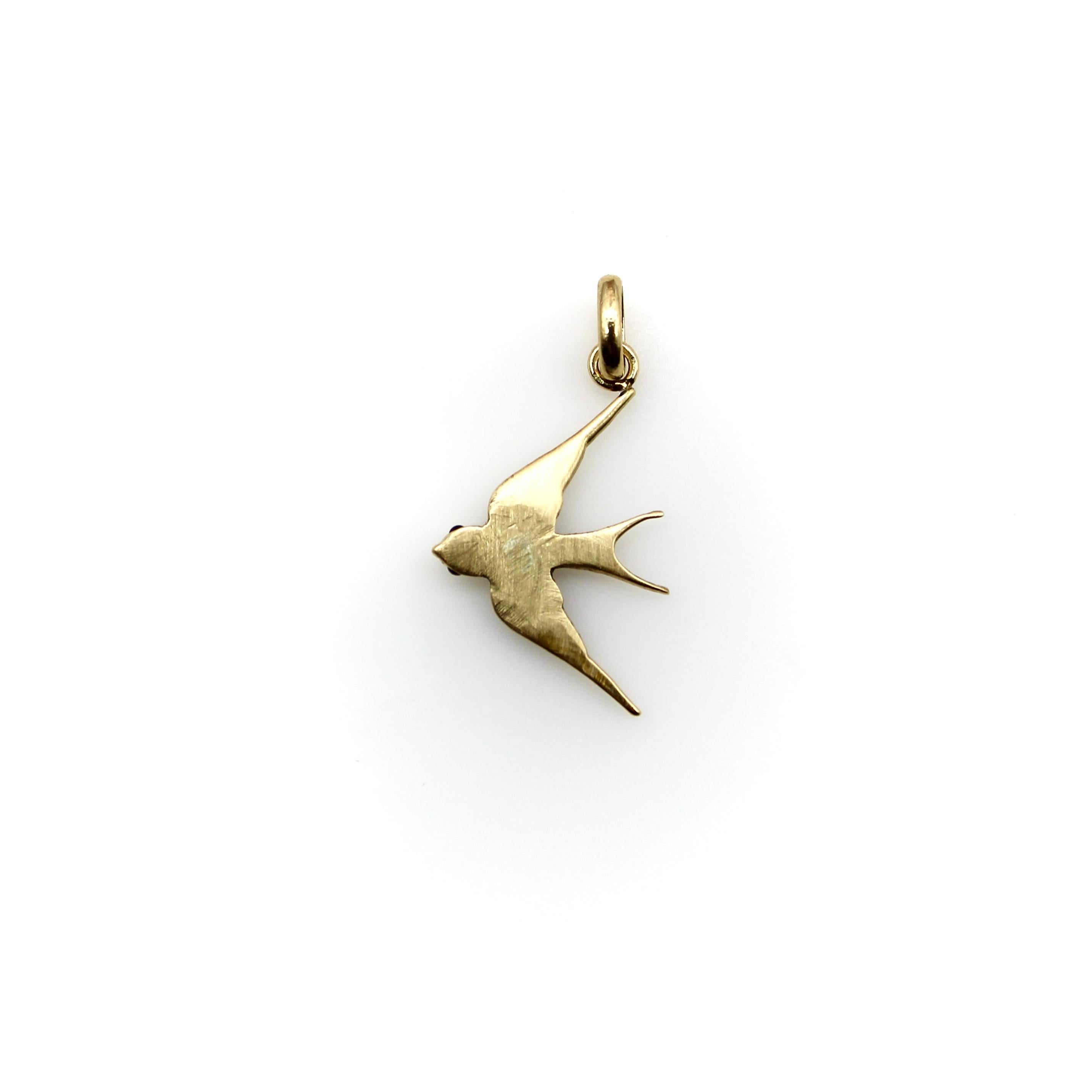 Bead 14k Gold Victorian Seed Pearl Swallow Charm