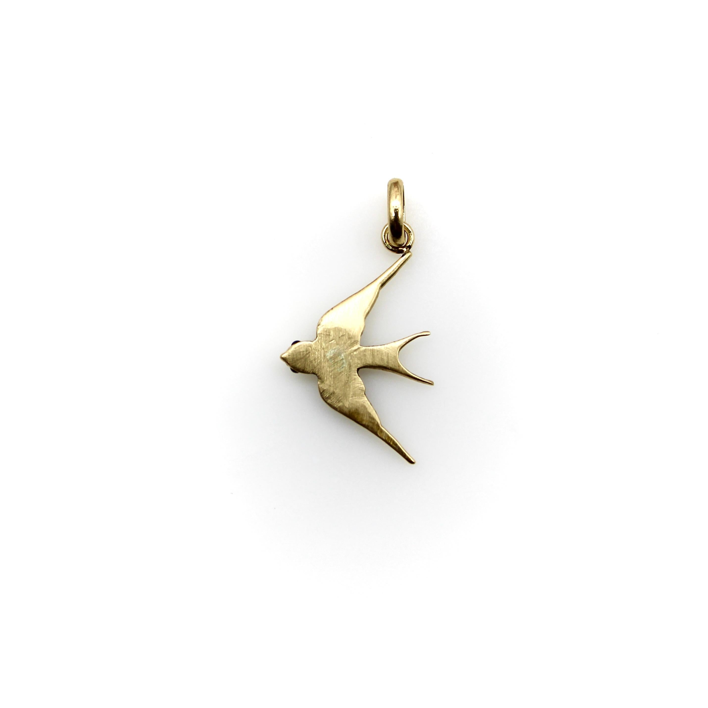 14K Gold viktorianischen Samen Perle Schwalbe Charme (Viktorianisch)