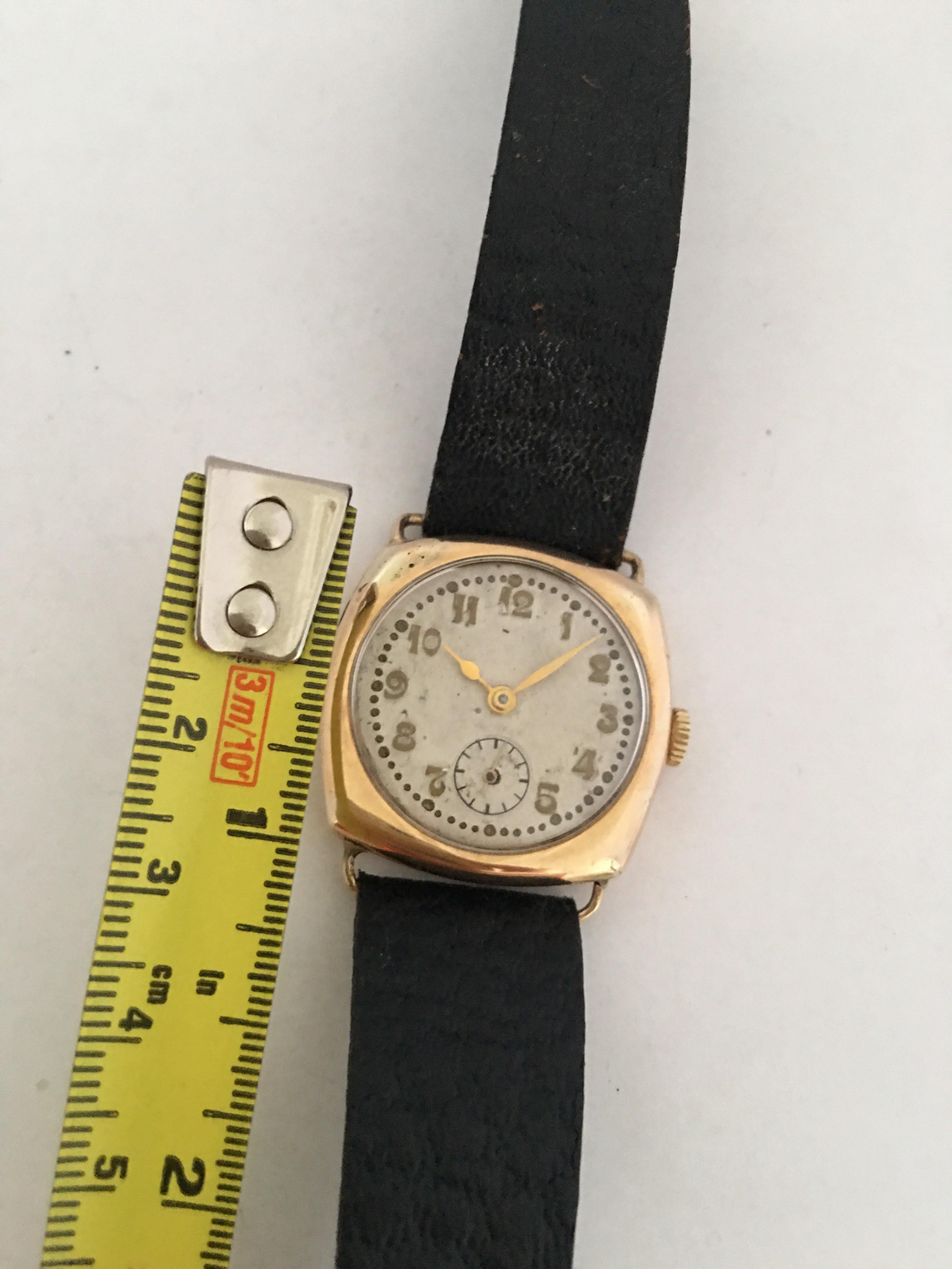 14 Karat Gold Vintage 1950s HERA Swiss Mechanical Watch For Sale 3