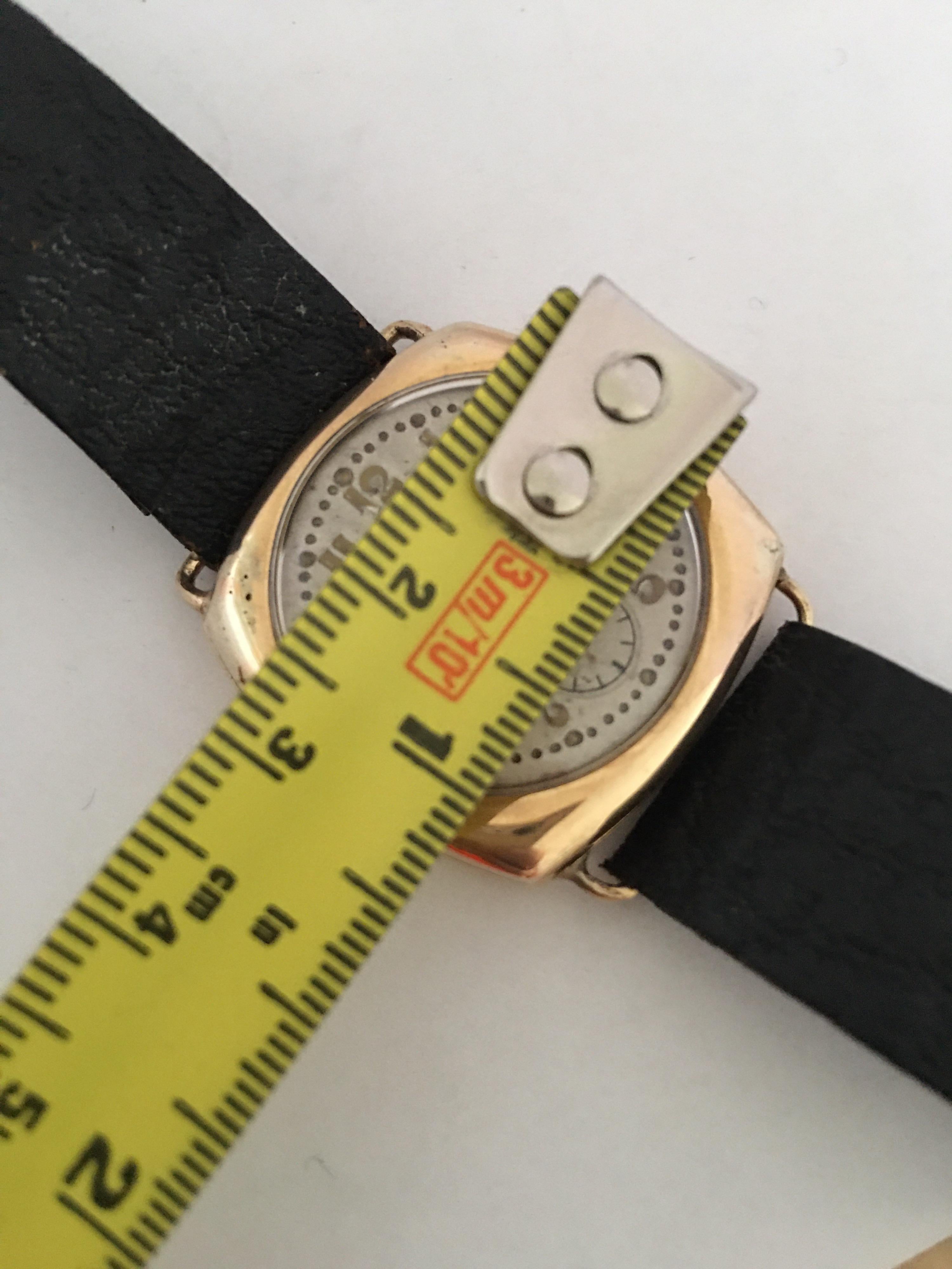 14 Karat Gold Vintage 1950s HERA Swiss Mechanical Watch For Sale 4