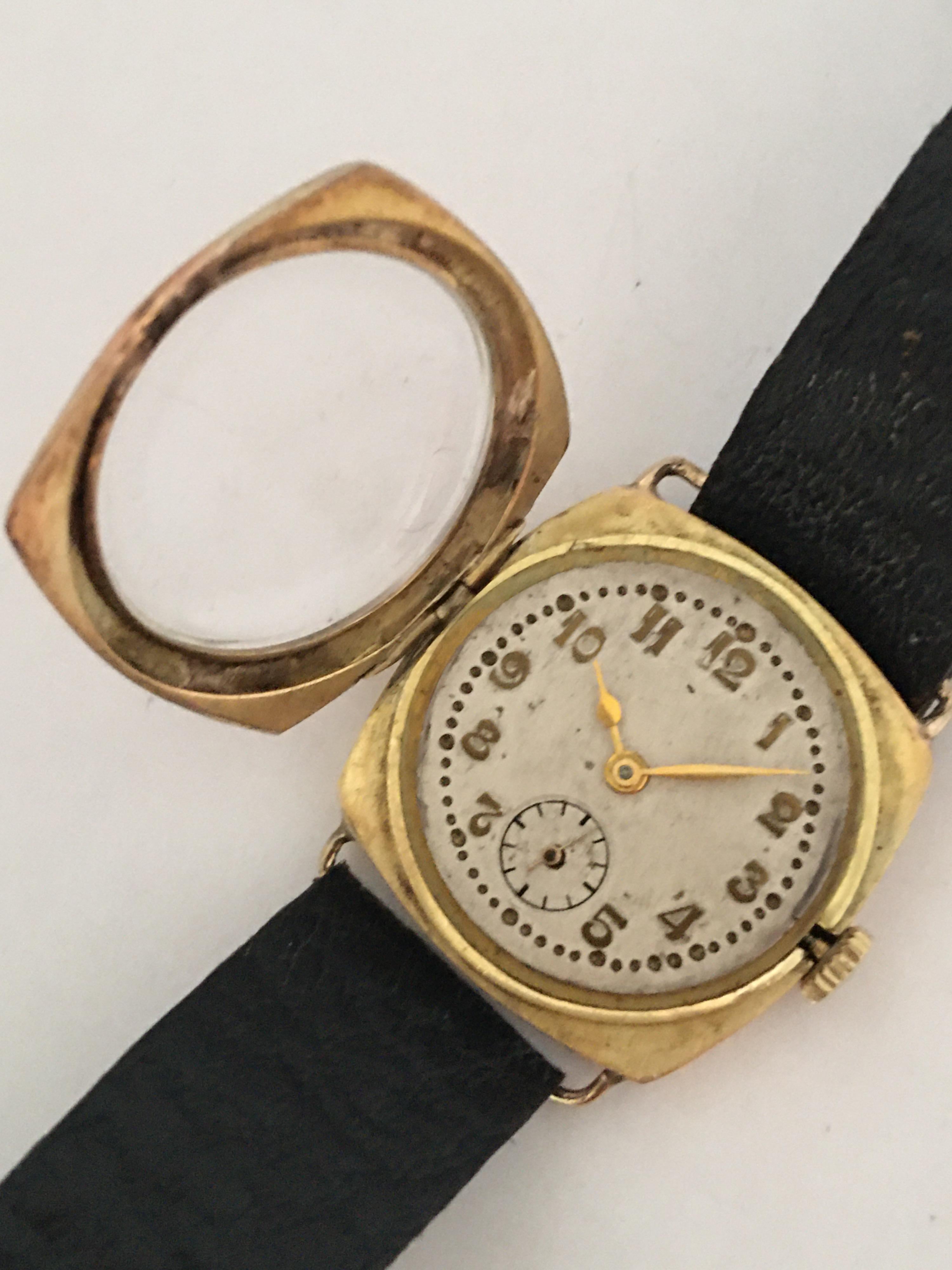 14 Karat Gold Vintage 1950s HERA Swiss Mechanical Watch For Sale 5