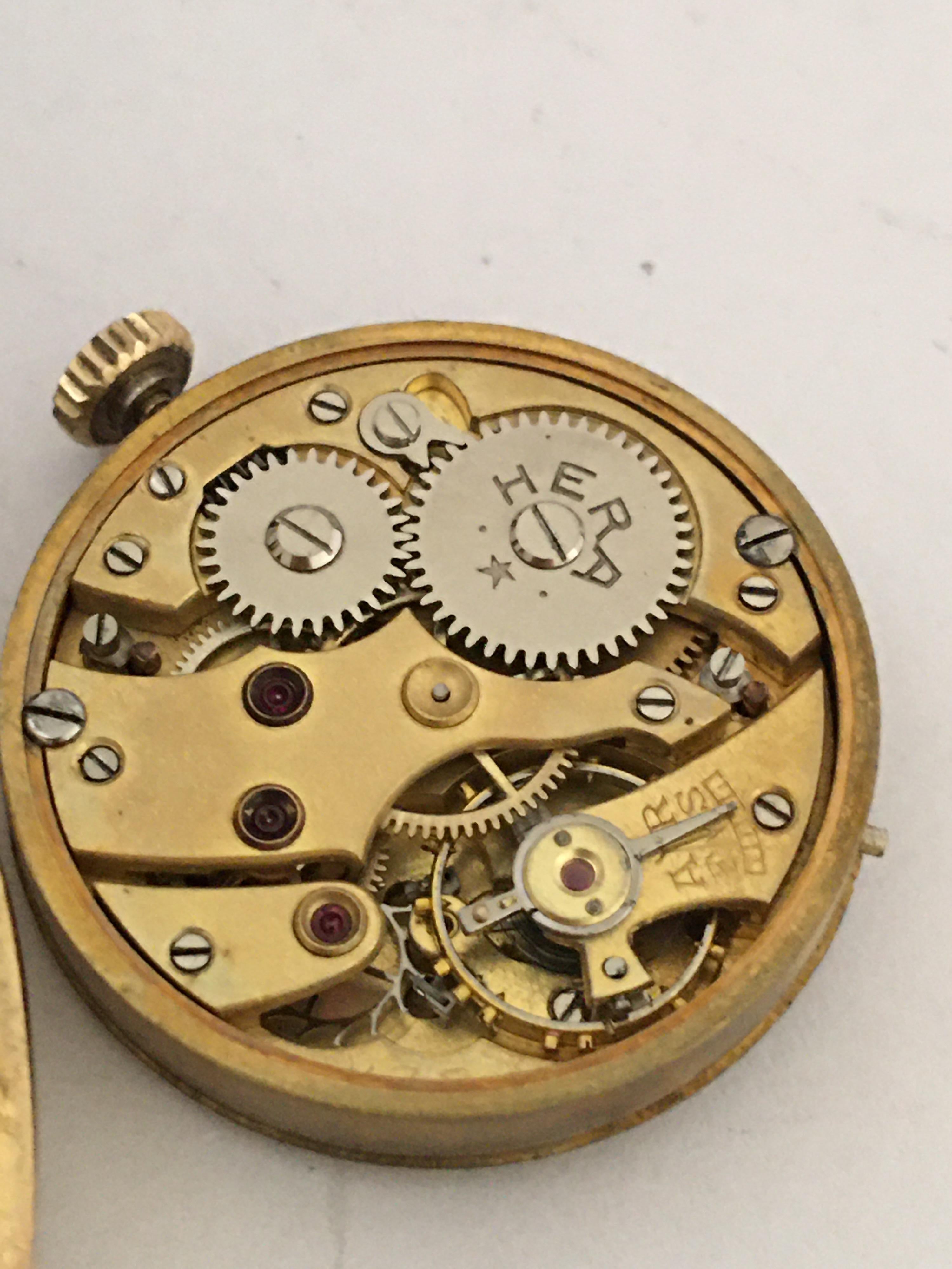 14 Karat Gold Vintage 1950s HERA Swiss Mechanical Watch For Sale 8