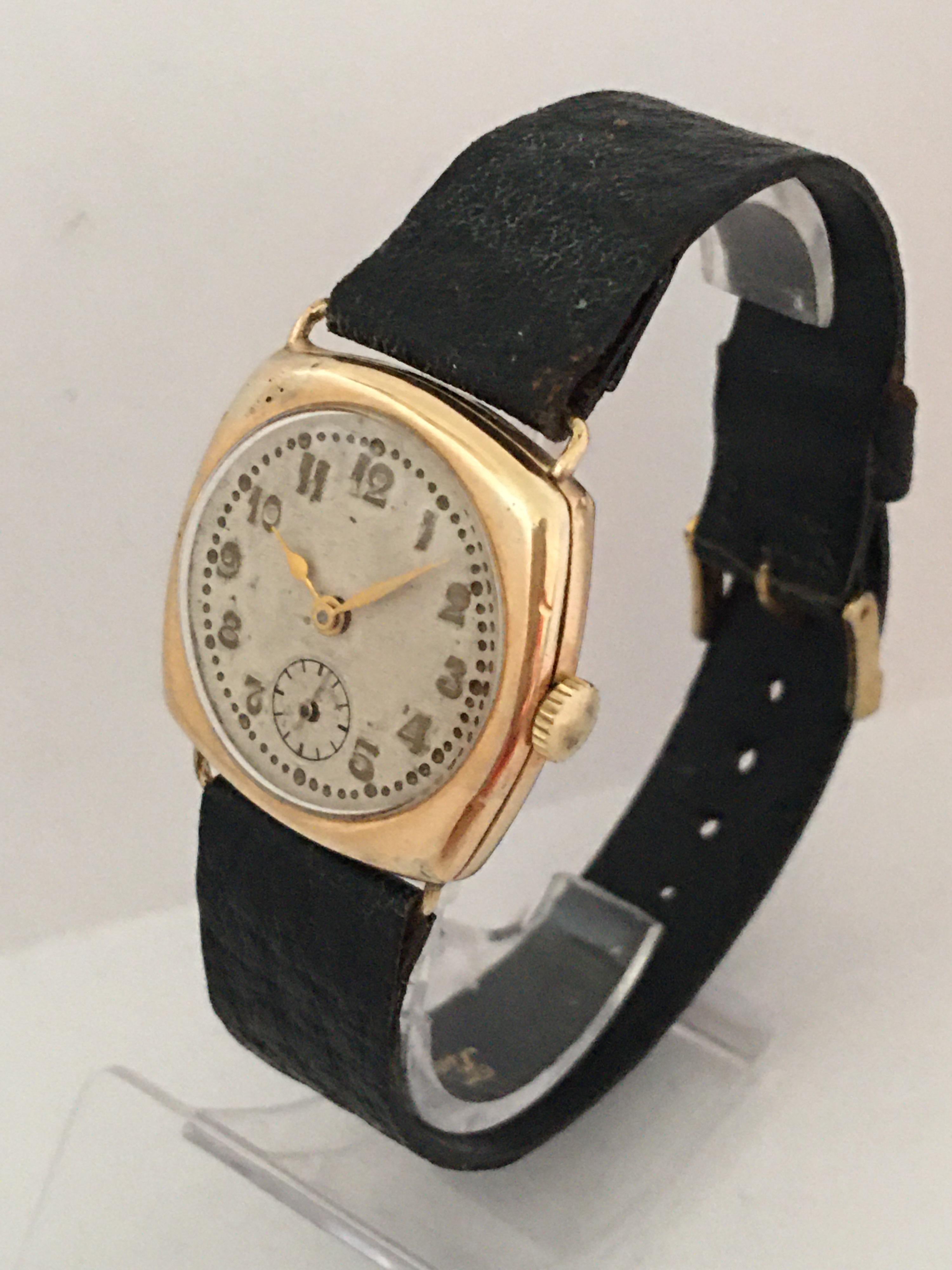 14 Karat Gold Vintage 1950s HERA Swiss Mechanical Watch For Sale 10