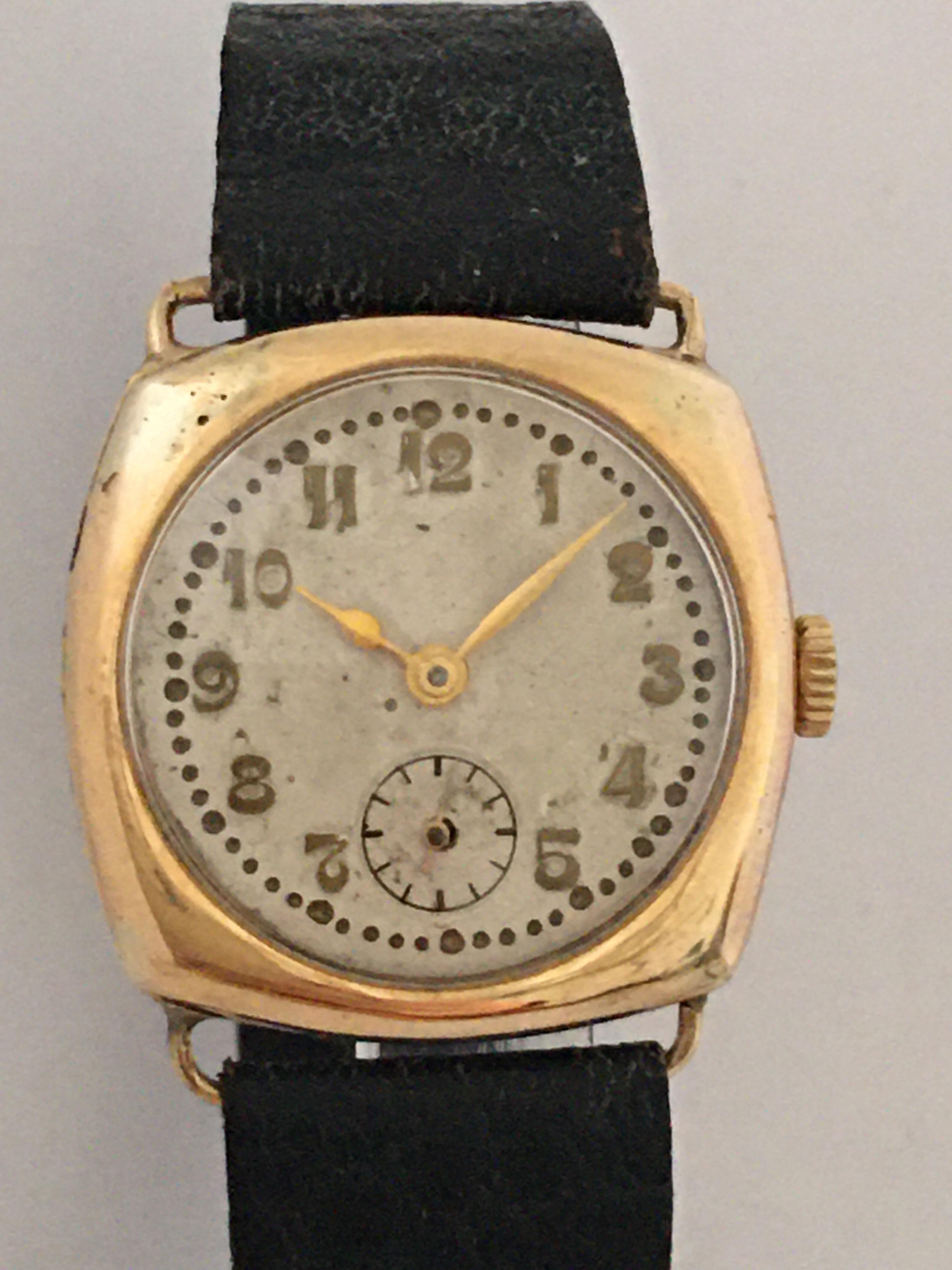 14 Karat Gold Vintage 1950s HERA Swiss Mechanical Watch For Sale 11