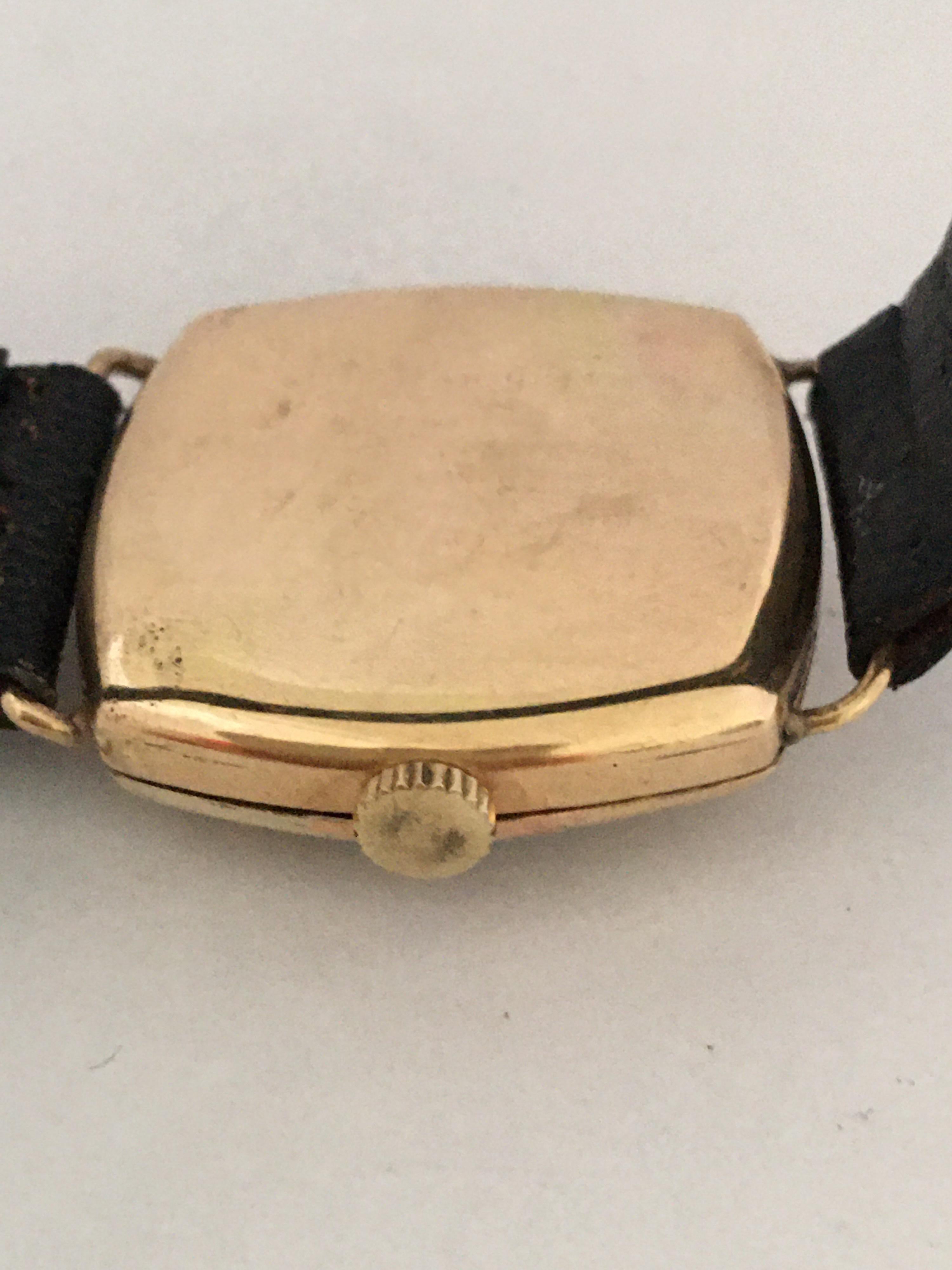 14 Karat Gold Vintage 1950s HERA Swiss Mechanical Watch For Sale 2