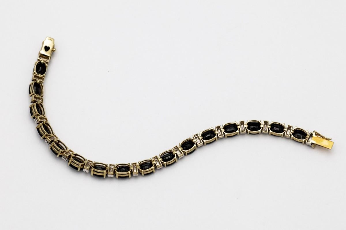 14K gold vintage tennis bracelet with sapphires and diamonds 1