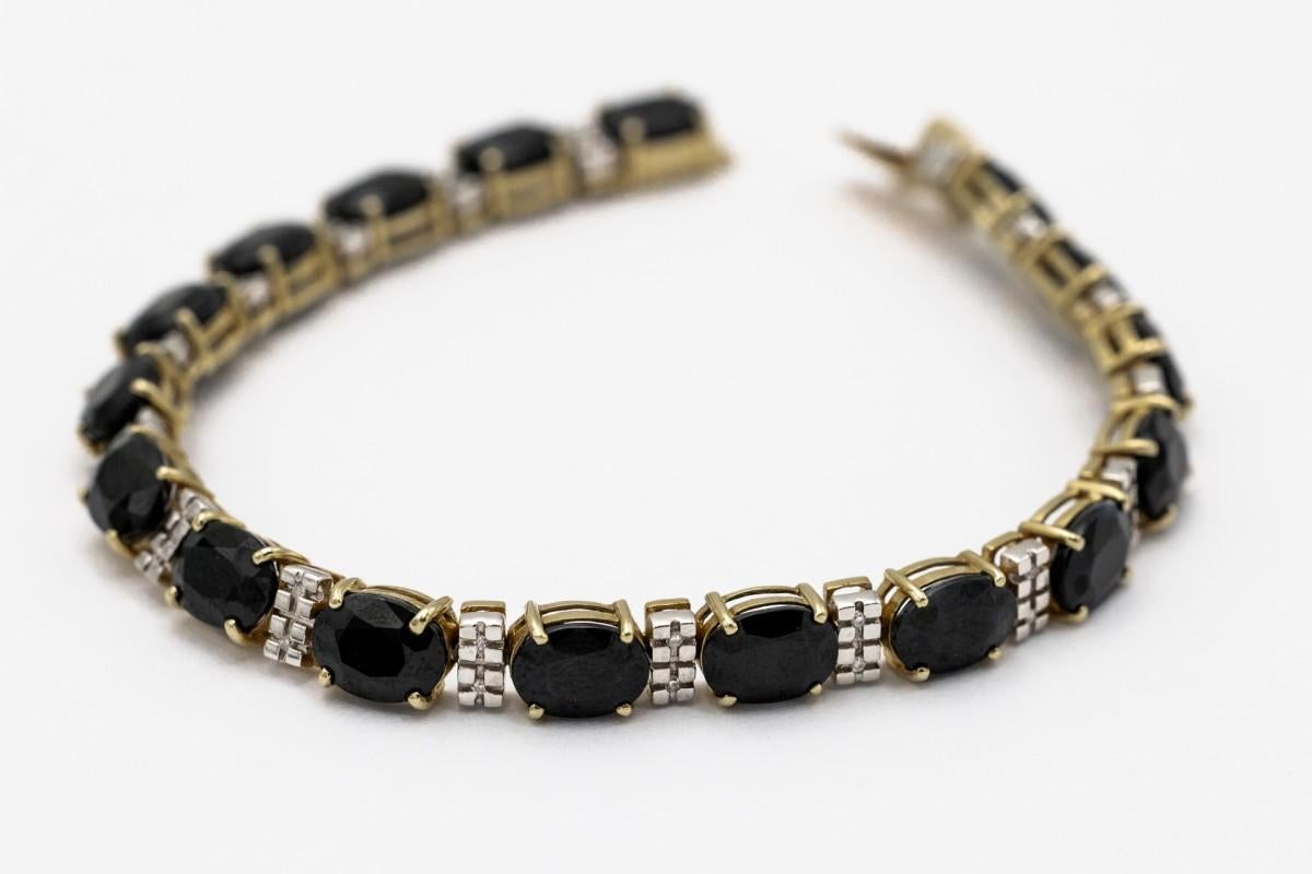 14K gold vintage tennis bracelet with sapphires and diamonds 2