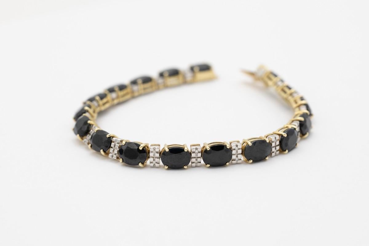 14K gold vintage tennis bracelet with sapphires and diamonds 3