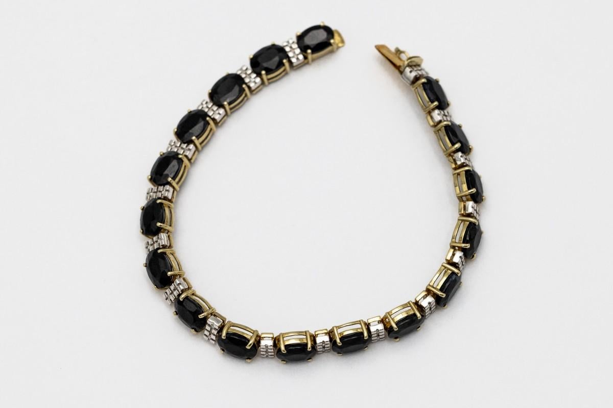14K gold vintage tennis bracelet with sapphires and diamonds 4