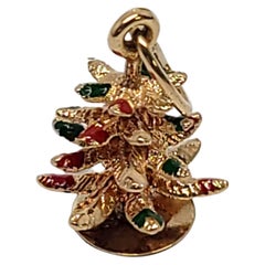 14K Gold Vintage Christmas Tree Charm