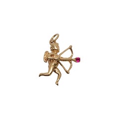 14K Gold Vintage Cupid Charm