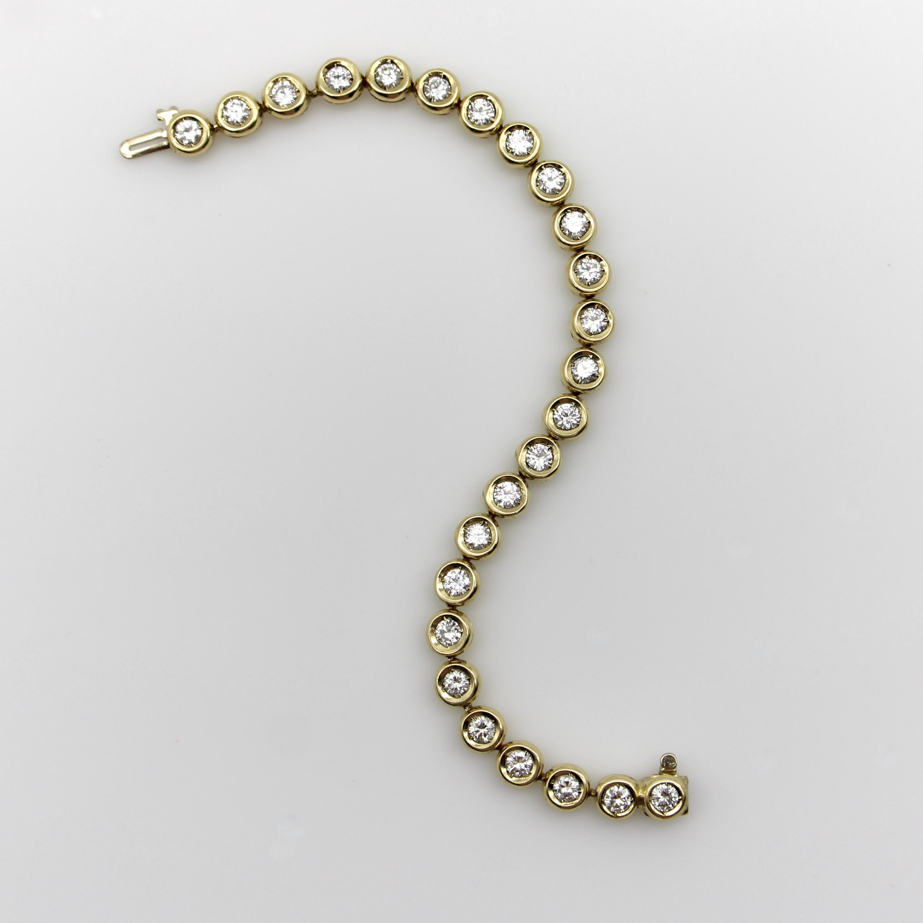 Taille brillant Bracelet vintage en or 14 carats avec 3,5 carats de diamants en vente