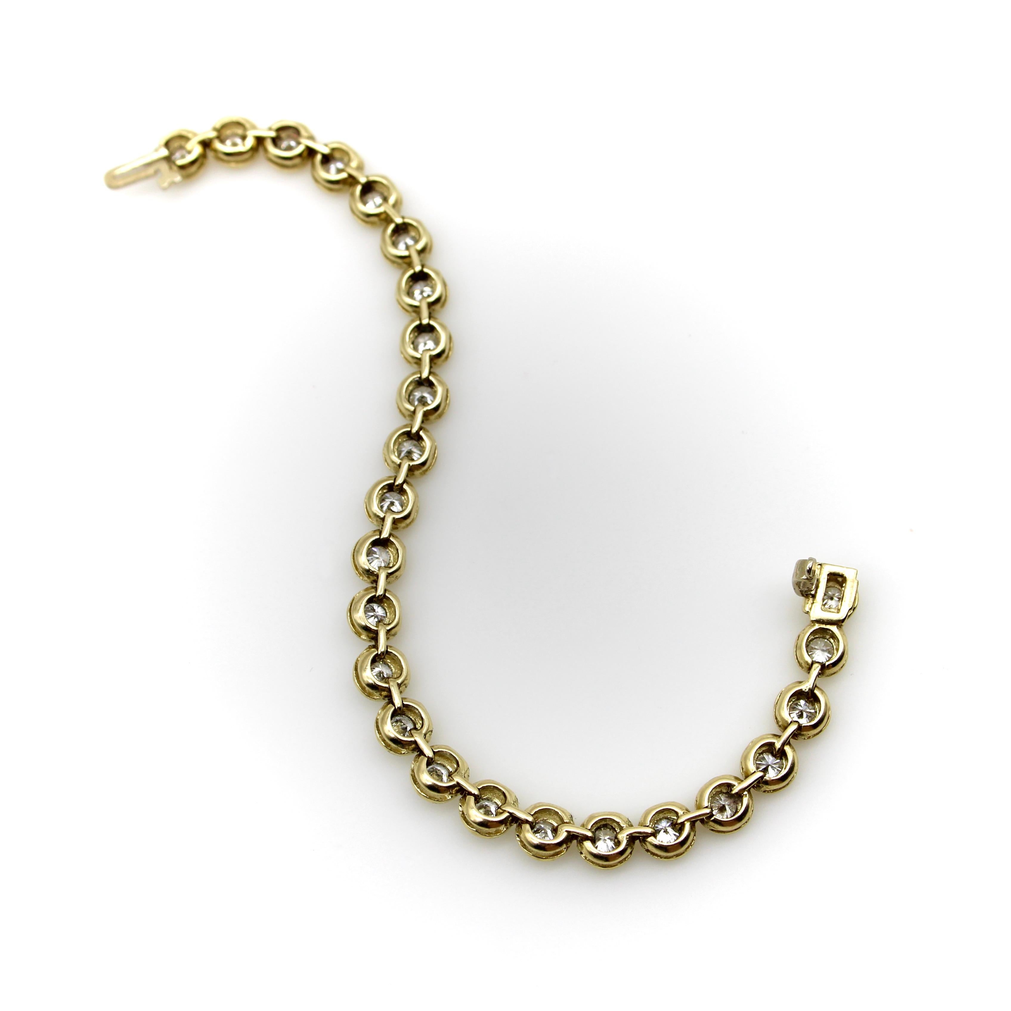 Bracelet vintage en or 14 carats avec 3,5 carats de diamants en vente 1