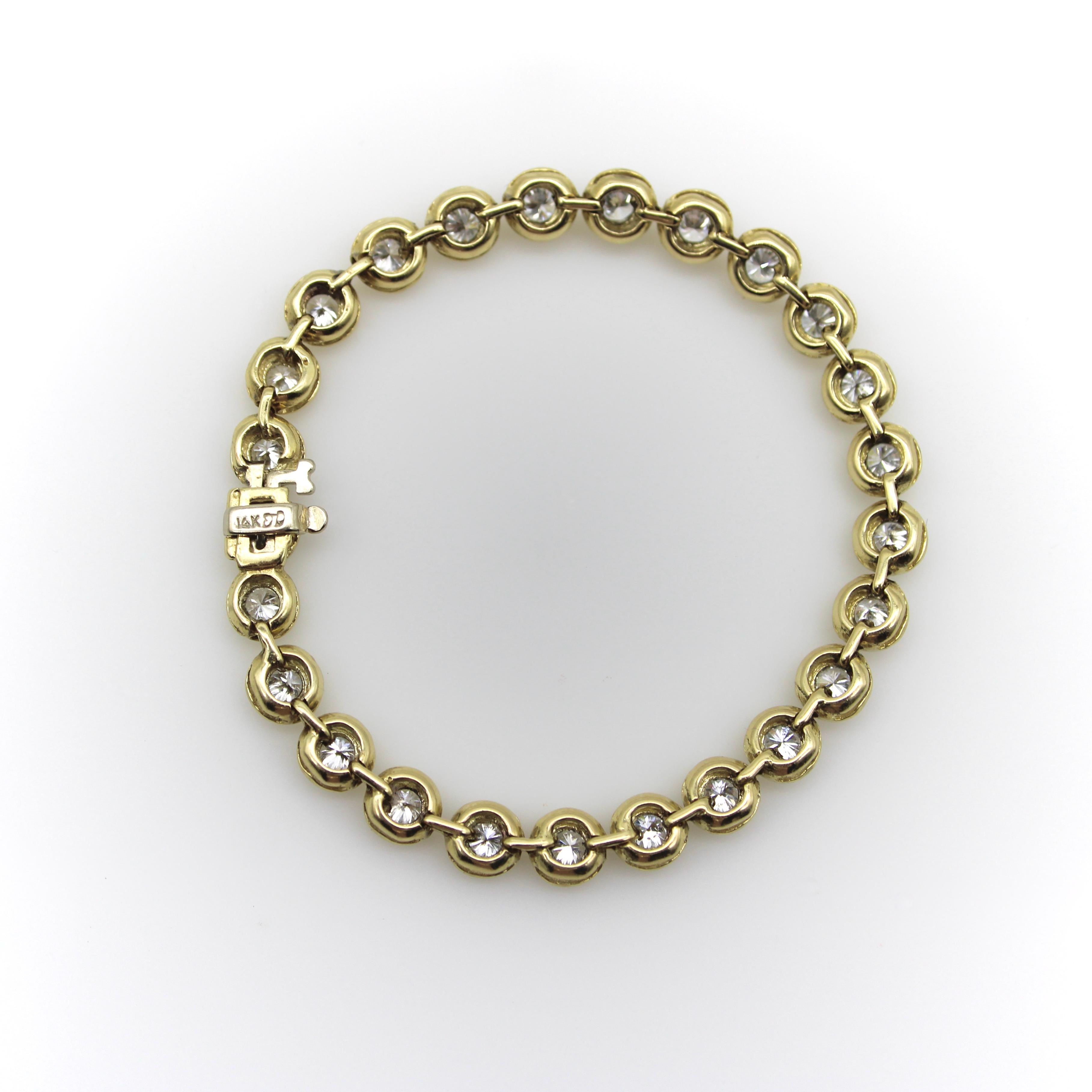 Bracelet vintage en or 14 carats avec 3,5 carats de diamants en vente 2