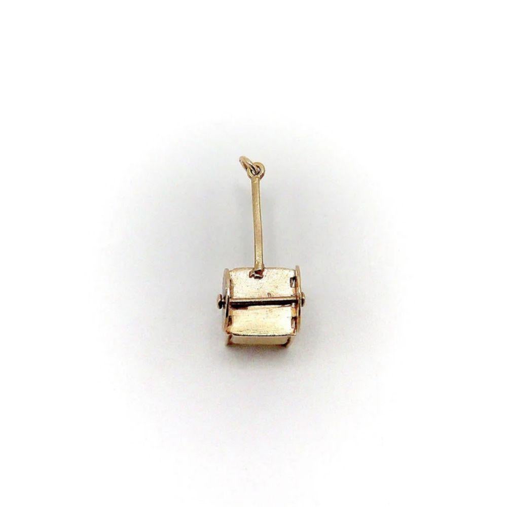 14k Gold Vintage European Cart Charm With Black Enamel For Sale 1