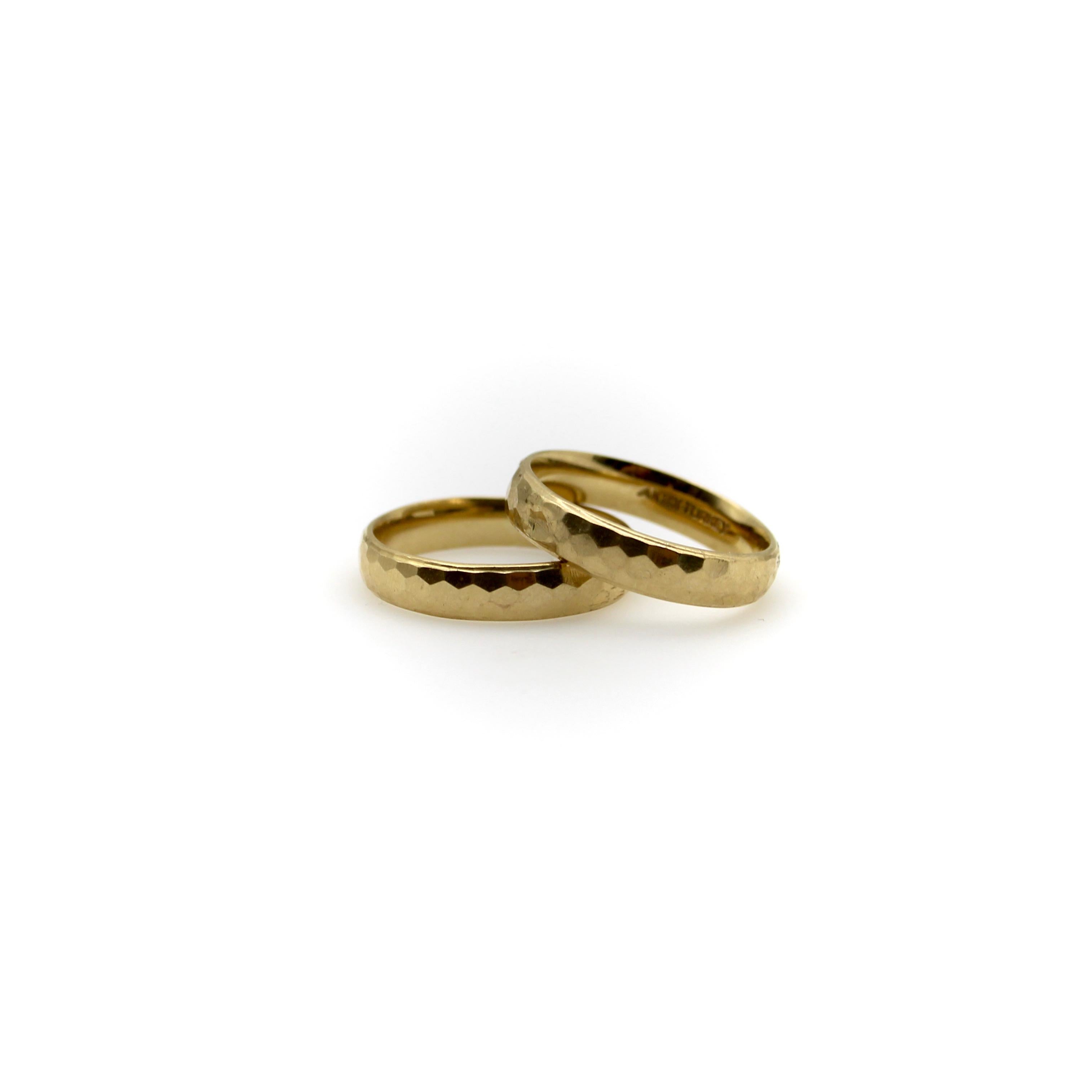 14K Gold gehämmerter Vintage-Ringband  im Zustand „Gut“ im Angebot in Venice, CA