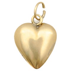 14K Gold Vintage Heart Charm Pendant