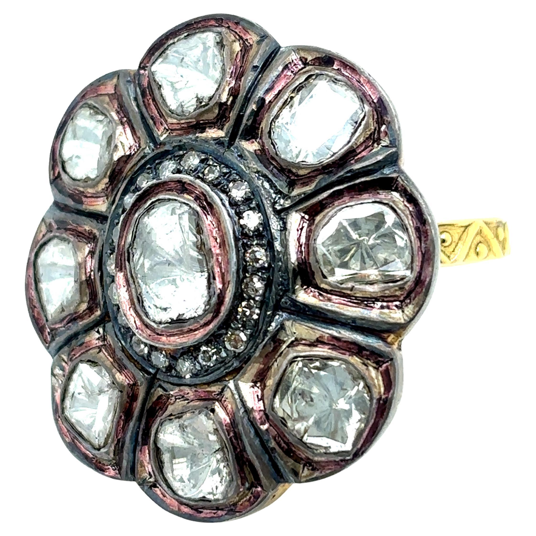Anillo de compromiso de diamantes en oro de 14k inspirado en la época