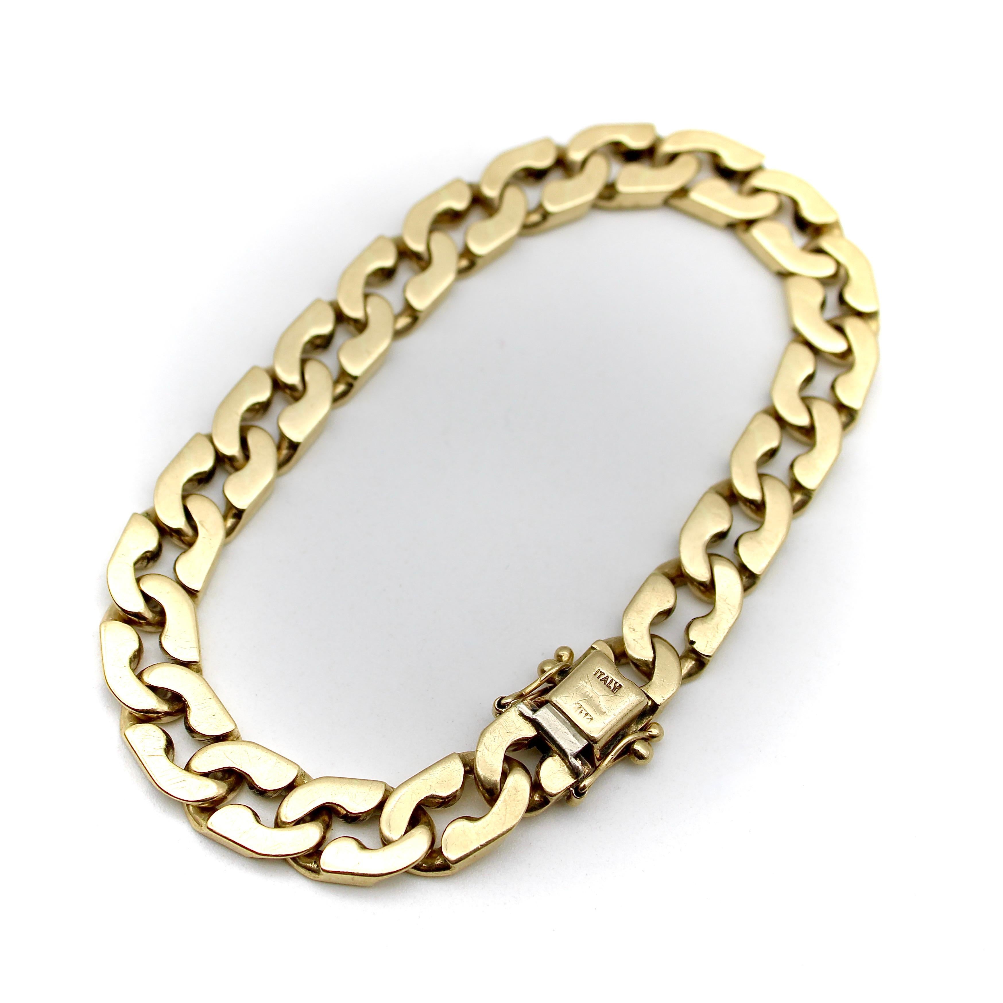 14K Gold Vintage Italian Curb Link Bracelet For Sale 1