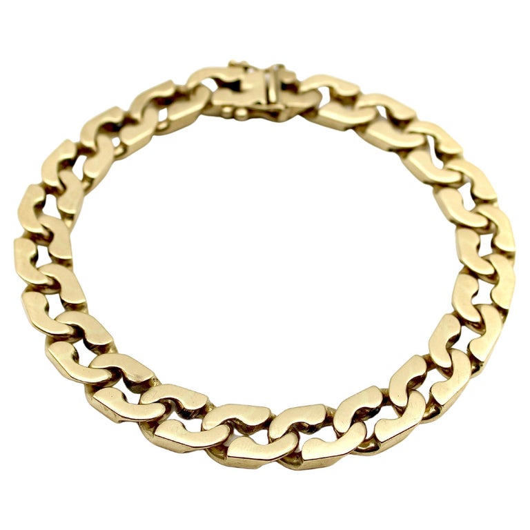 14K Gold Vintage Italian Curb Link Bracelet For Sale at 1stDibs
