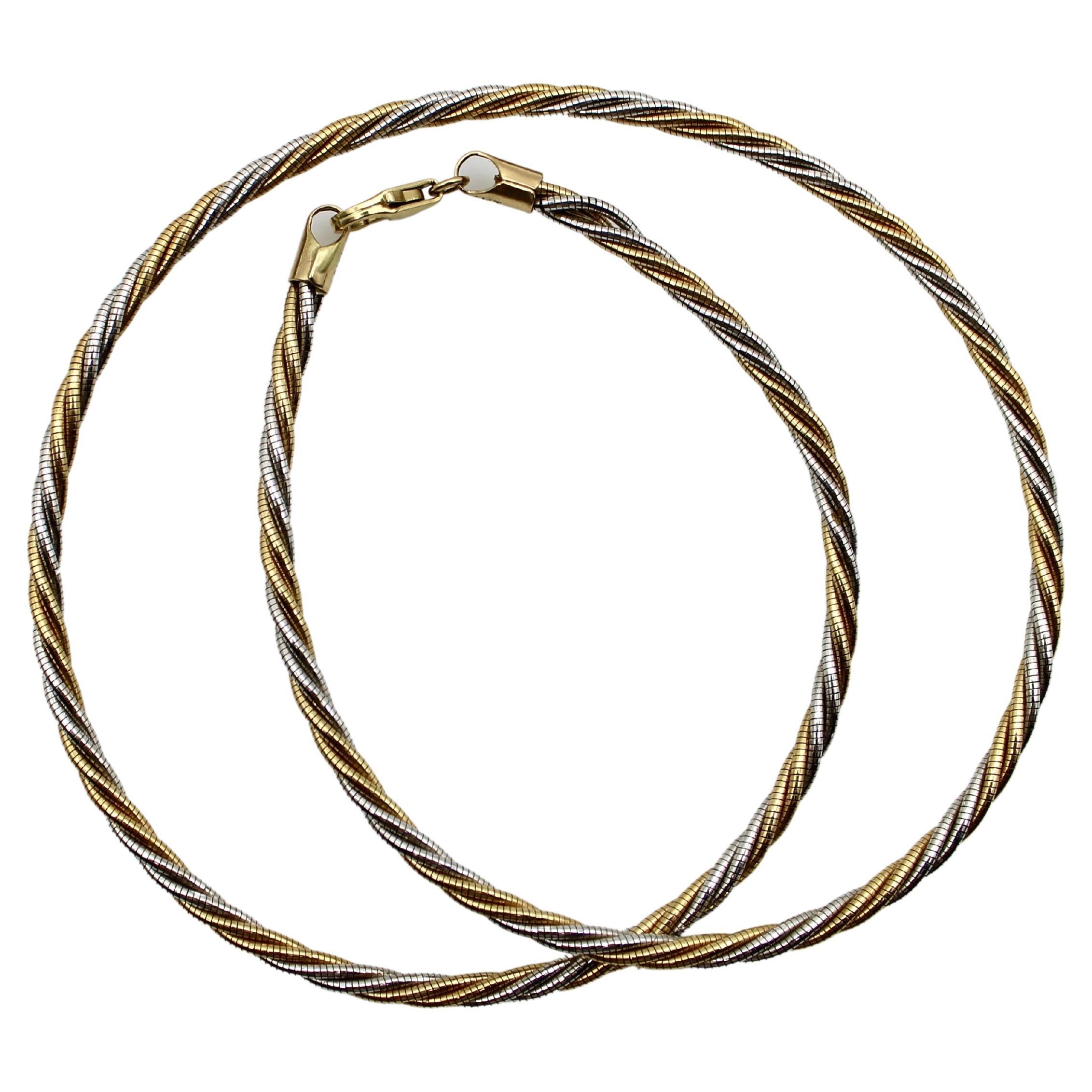 14K Gold Vintage Italian Thick Twisted Rope Necklace, 1980's