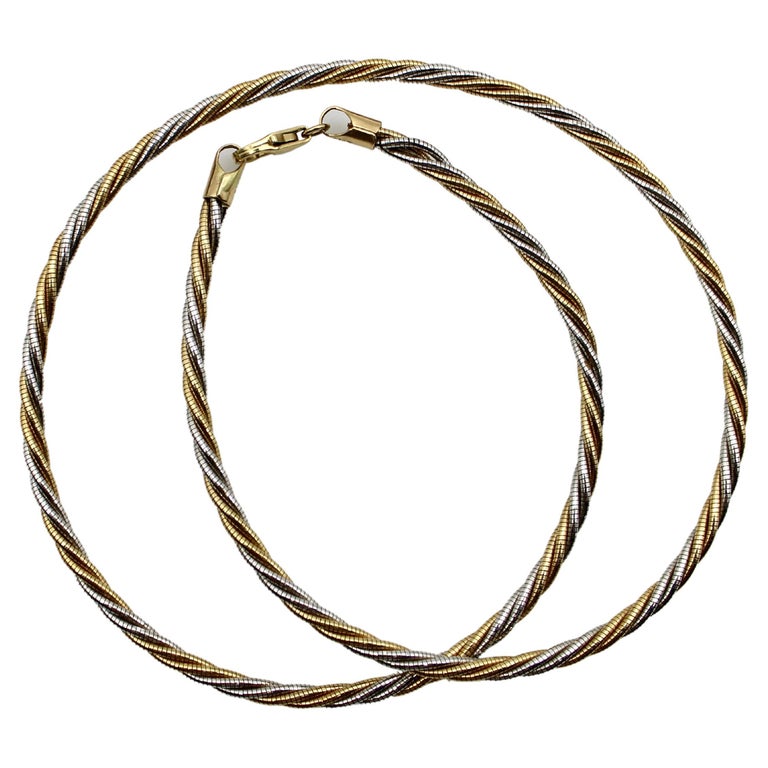 14K Gold Vintage Italian Thick Twisted Rope Necklace, 1980's For Sale