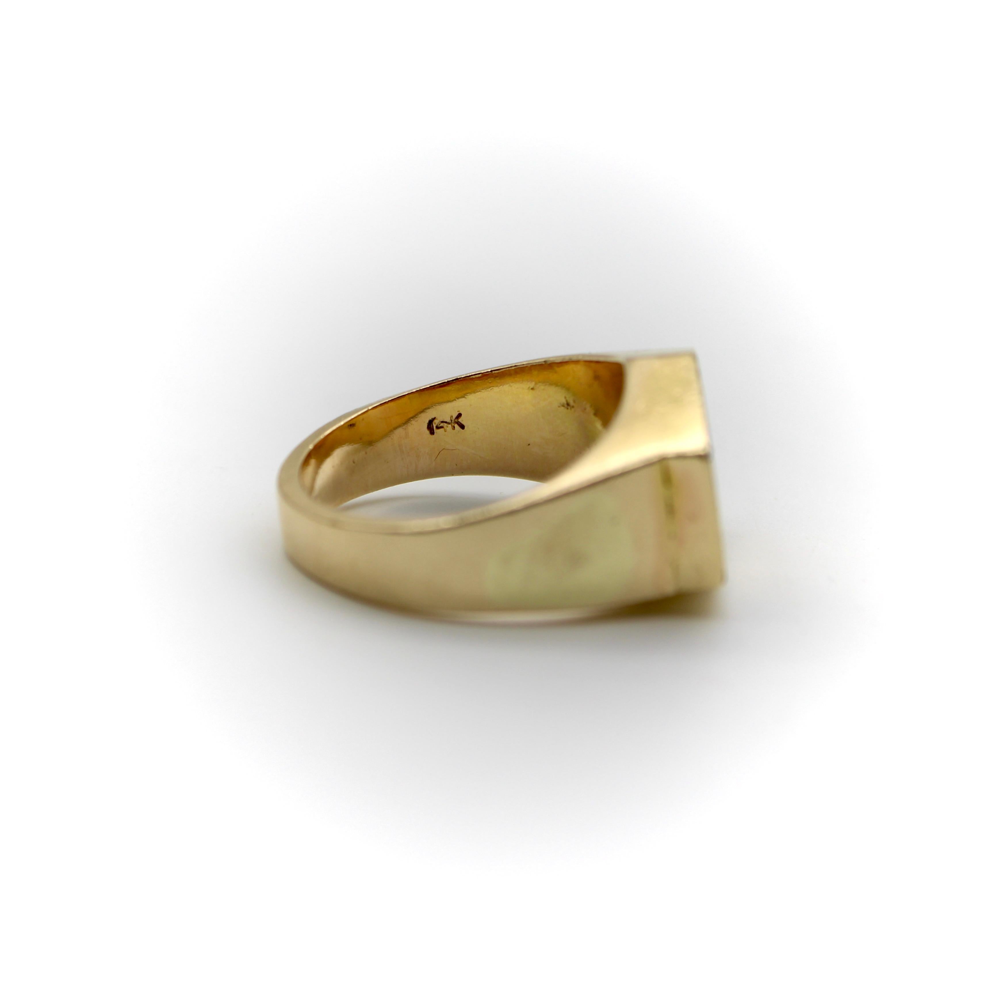 14K Gold Vintage Modernistischer Onyx-Ring mit Intarsien 1