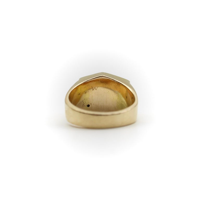 14K Gold Vintage Modernist Inlaid Onyx Ring For Sale at 1stDibs